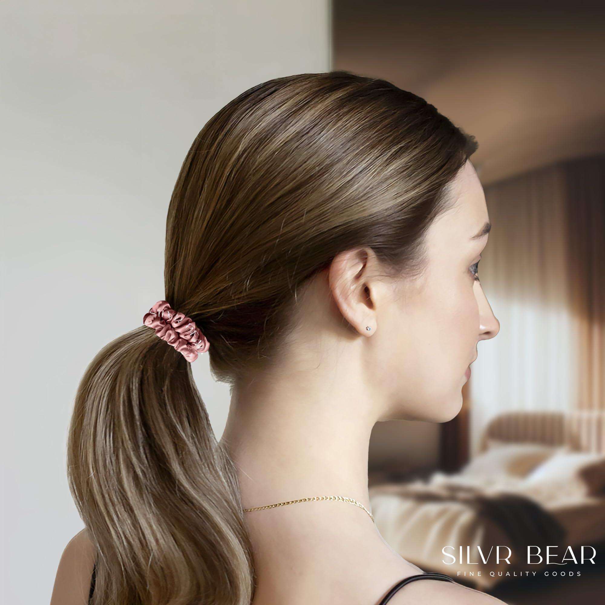 Silvr Bear SILVR BEAR Luxury Satin Scrunchies, Satin Hair Ties for Thick, Thin & Curly Hair, Scrunchies for Women, Girls & Men Softer than Silk Hair Ties (Classic Skinny)