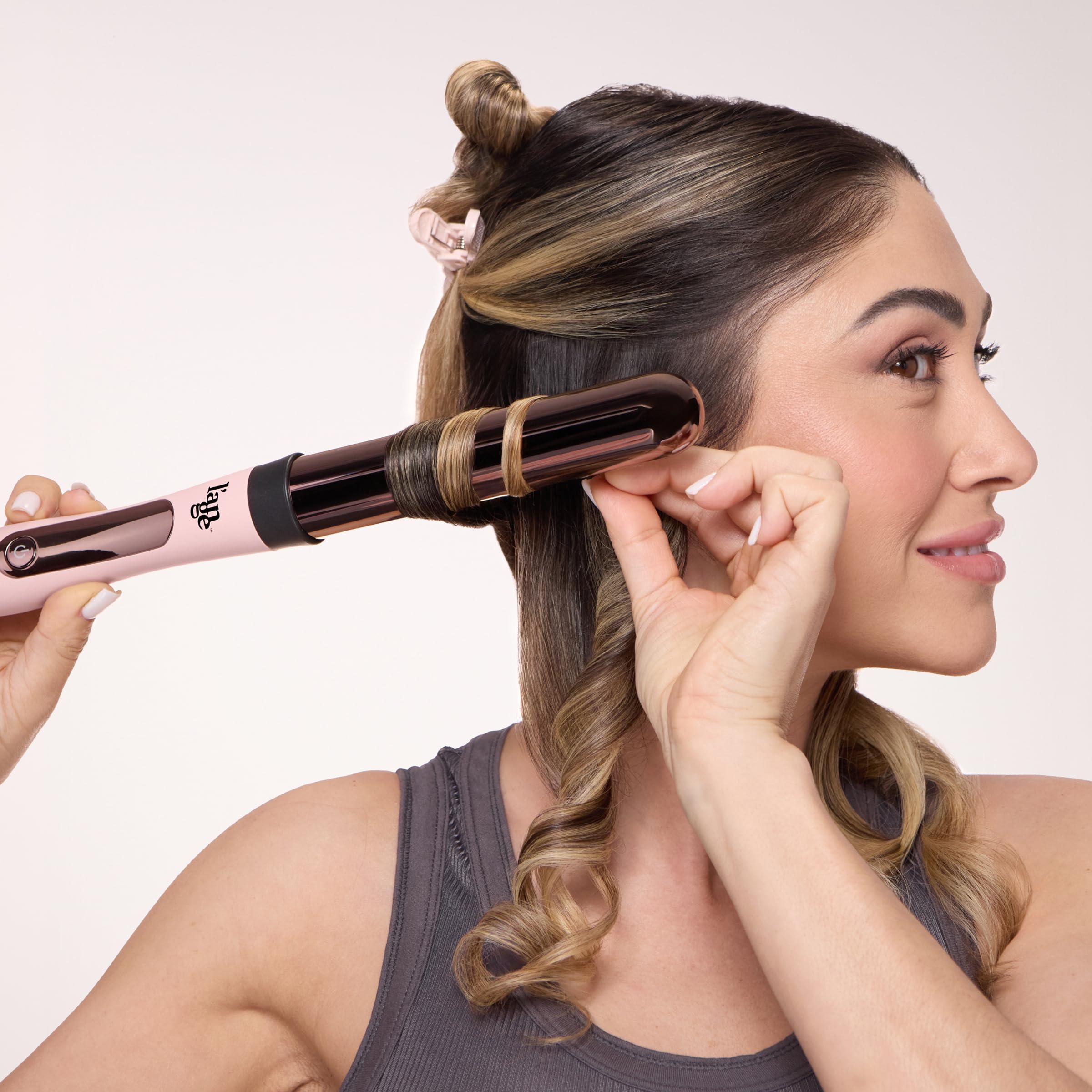 L'ANGE HAIR L'ANGE Hair Le Curl Titanium Curling Wand | Professional Curling Iron for All Hair Types | Clip Free Hair Curler | Best Curling Wand for Tighter Curls & Beach Waves | Blush 1 (25MM)