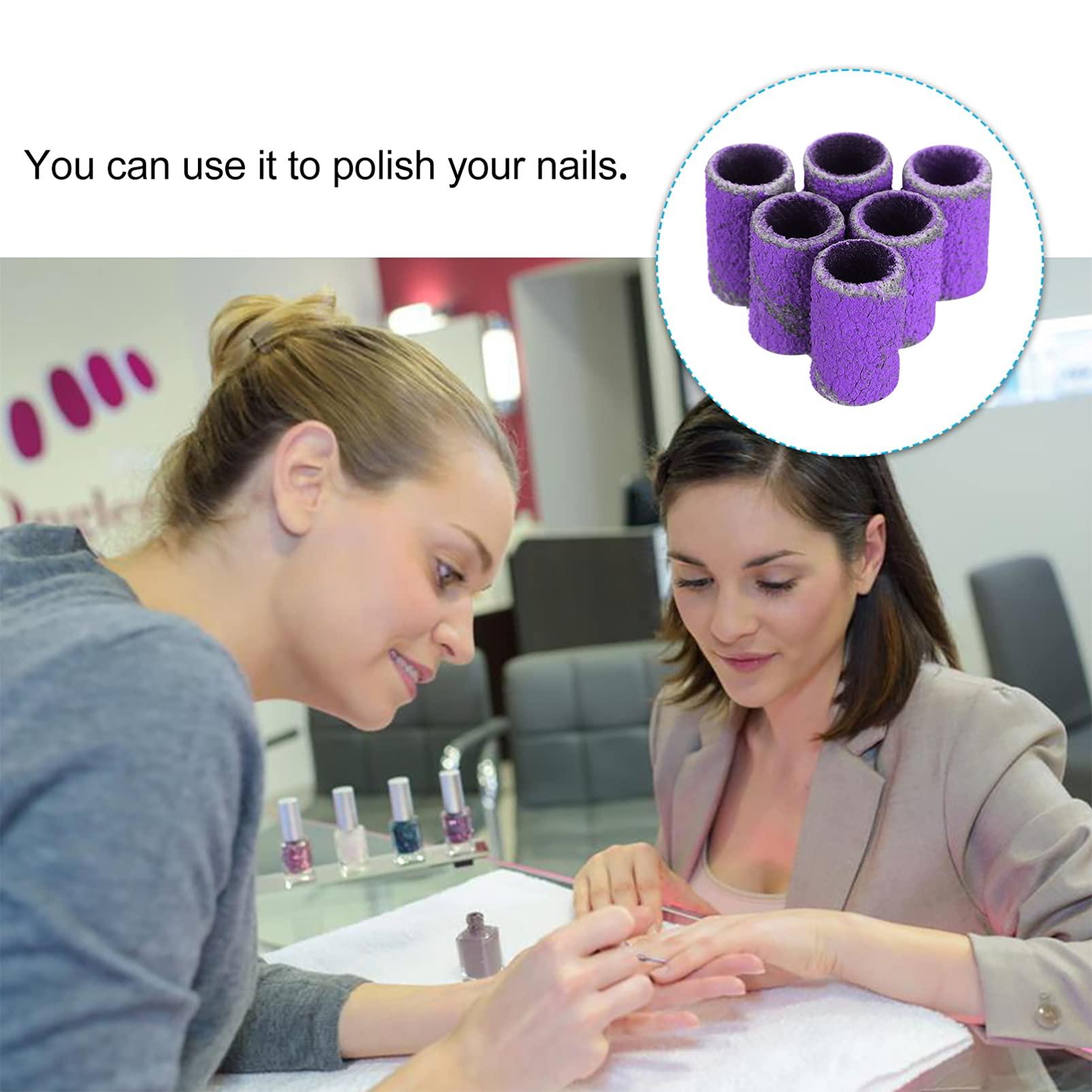 HEALLILY 100pcs Manicure Circle Sandpaper Cloth Purple Manicure Tools