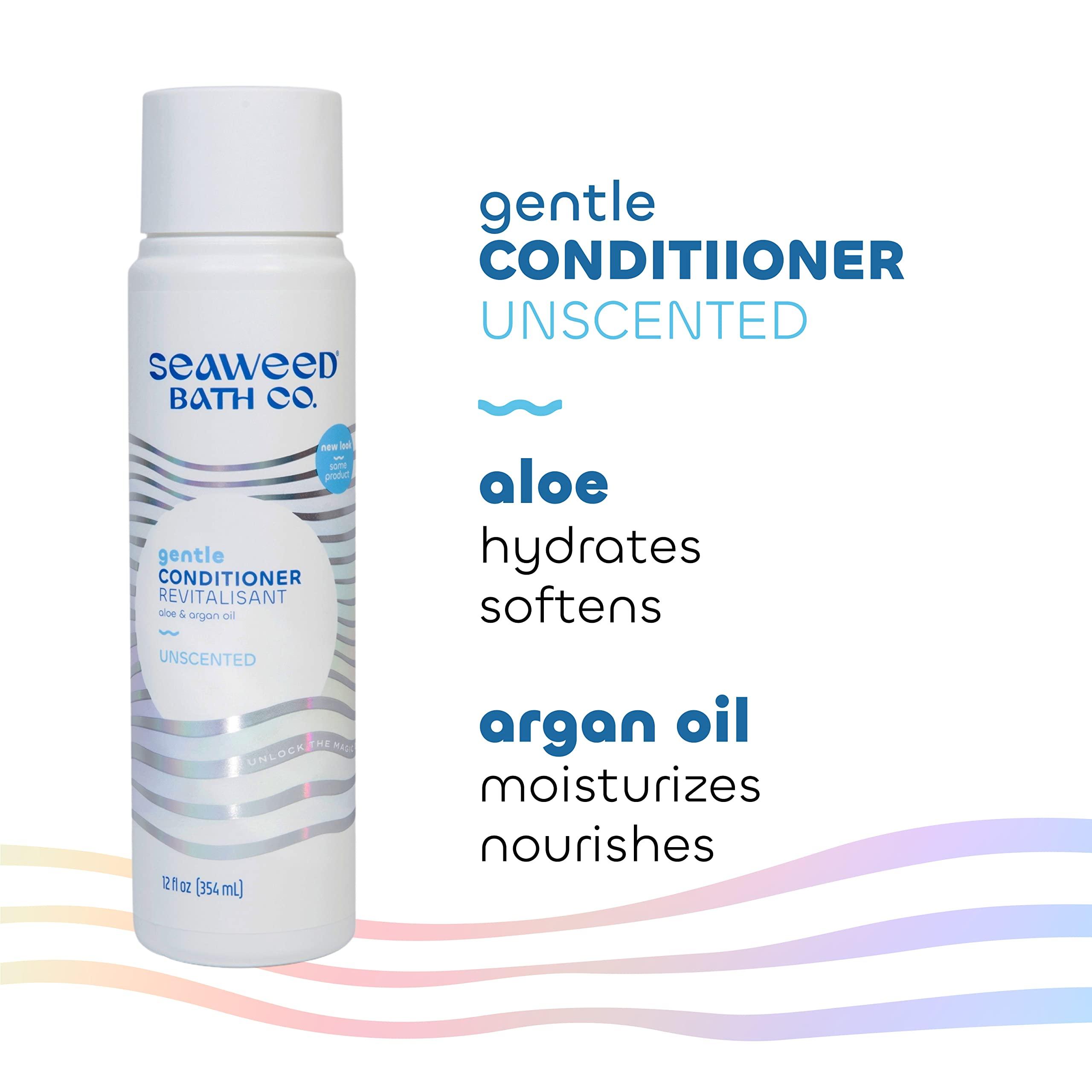 The Seaweed Bath Co. Seaweed Bath Co. Gentle Conditioner, Unscented, 12 Ounce, Sustainably Harvested Seaweed, Aloe, Argan Oil, for Sensitive Scalps