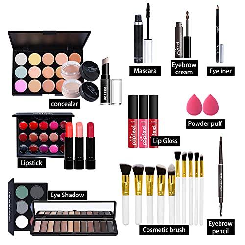 CREAMOON Creamoon All in One Multipurpose Makeup Kit for Women Full Kit, Beauty Kit Include Lipstick Set Eye Shadow Eyebrow Pencil Lip Gloss Cosmetic Brush Eye Makeup(20 Pcs)(993A4LV6O12NG1150X3Q1PQ8)