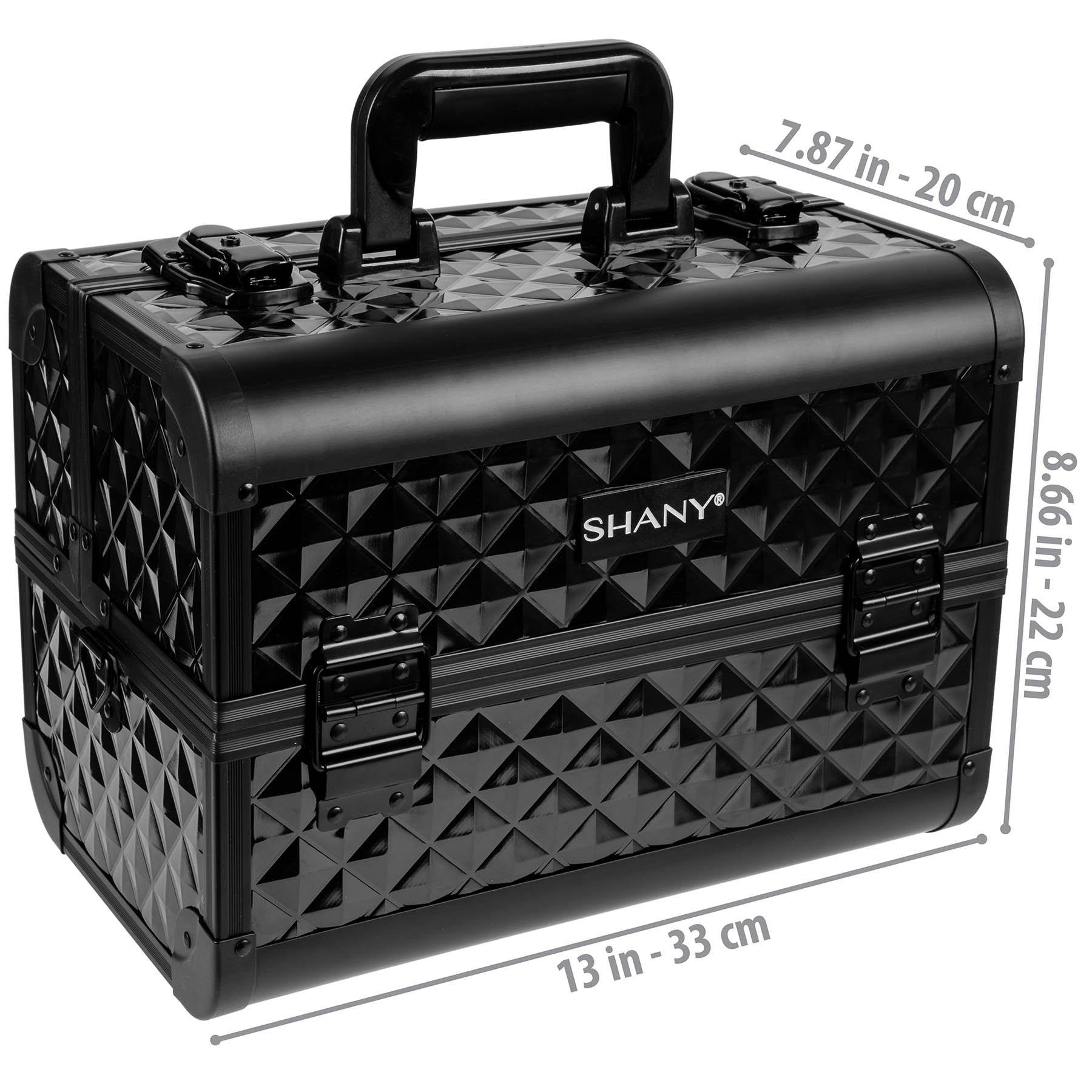 SHANY SHANY Premier Fantasy Professional Makeup Train Case Cosmetic Box Portable Make up Case Organizer Jewelry storage with Locks, 3 Trays, Makeup Brush Holder and Cosmetics Mirror - Black Diamond