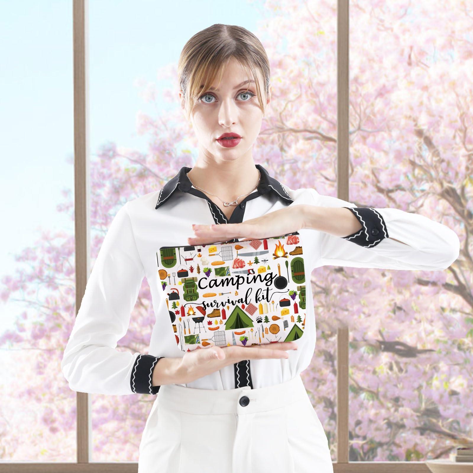 GJTIM Camping Survival Kit Camp Gift RV Gift Camper Accessories Travel Bag Happy Camper Gift (Survival Camping Bag)