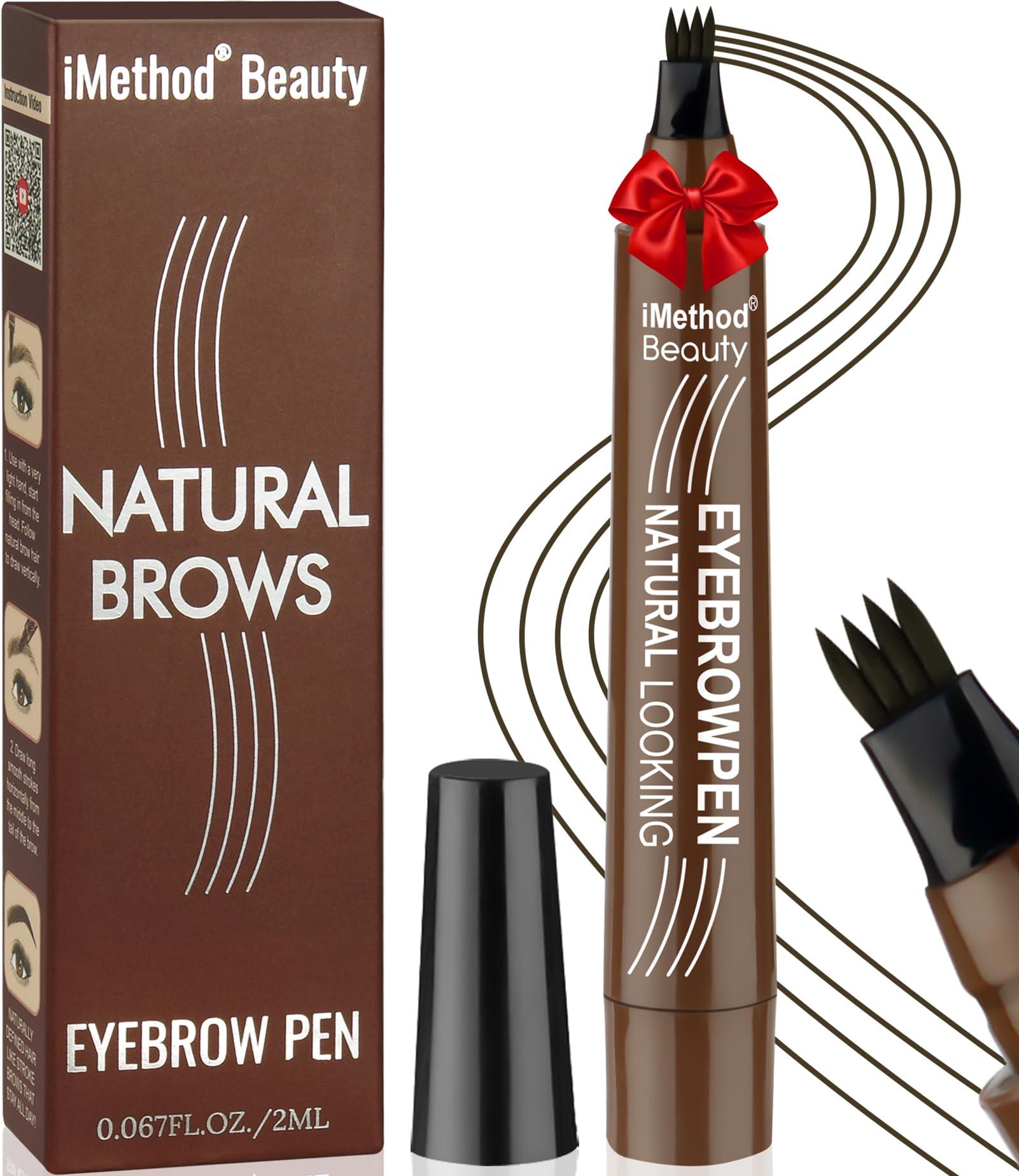 iMethod iMethod Microblading Eyebrow Pen - Eyebrow Pencil Magical Upgraded Eye Brow Pencils for Women with 4 Fork Tip & Spoolie Brush for Natural-Looking Hair-Like Defined Brows, Last All-Day, Black Brown
