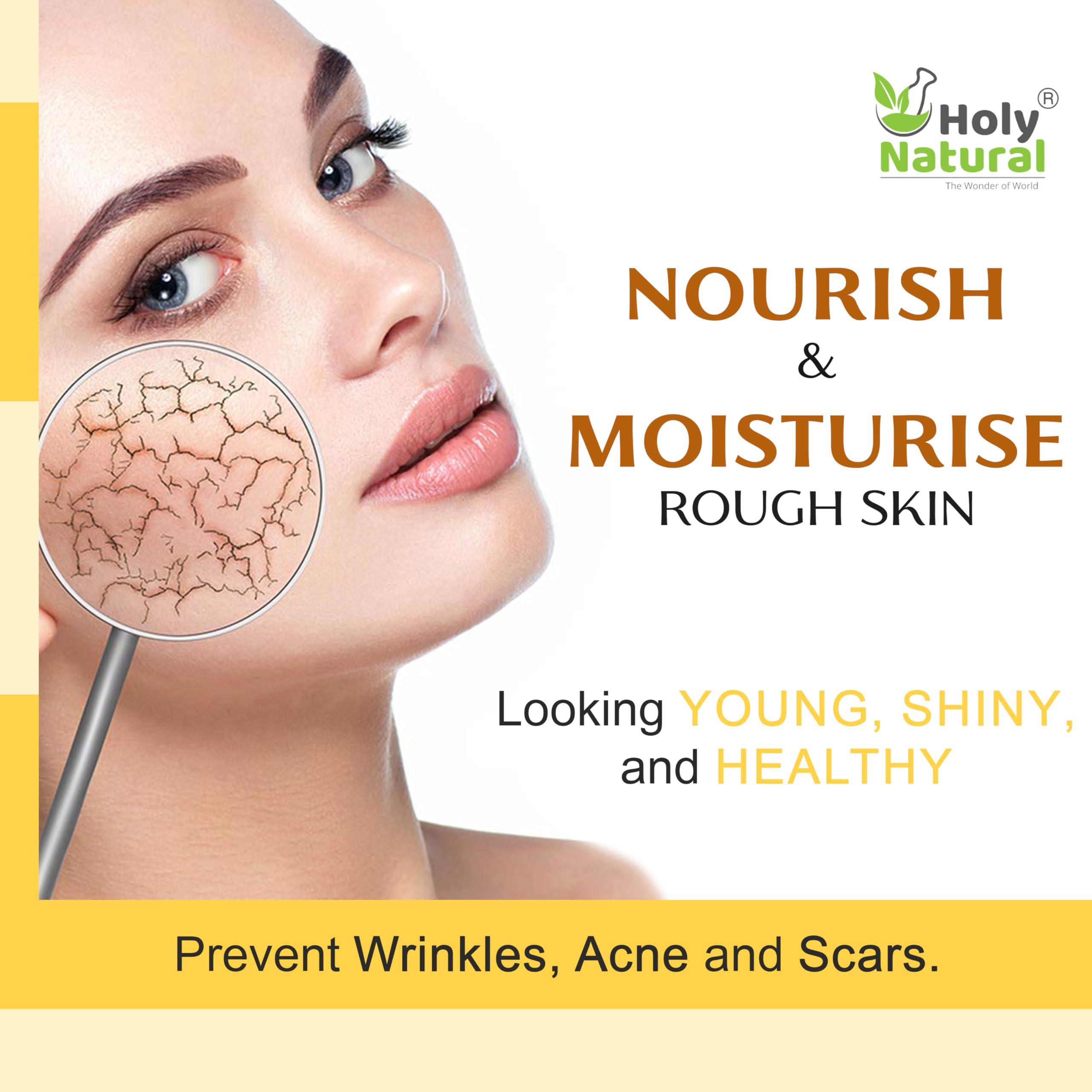 Holy Natural - The Wonder of World Organic Pure Castor Oil (10.15 floz/300 ml) USDA Certified Cold-Pressed, 100% Pure, No GMO, No Heat treatment, Hexane Free Moisturizing & Healing, For Dry Skin,Hair Growth, Massage, Lash Growth