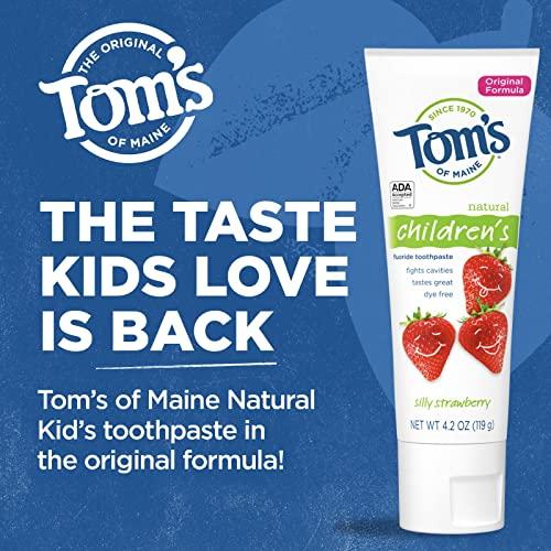 Tom's of Maine Tom's of Maine ADA Approved Fluoride Children's Toothpaste, Natural Toothpaste, Dye Free, No Artificial Preservatives, Silly Strawberry, 5.1 oz. 3-Pack (Packaging May Vary)