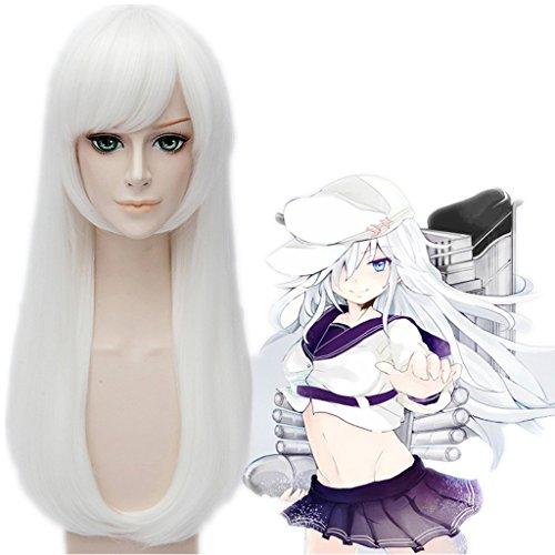 MSHUI MSHUI Kantai Collection Kancolle Fleet shimakaze White Wig Long Straight Hair