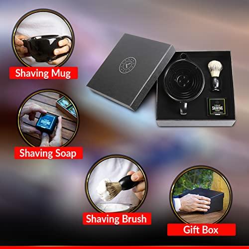 Naked Armor Savanna Shaving Scuttle Mug Kit - Shaving Bowl With Shave Soap, Shave Brush, Porcelain Scuttle Shaving Mug, Keeps Lather Hot, Creamy Lather, Hot Shave At Home Daily, Handmade Pottery, Great Gift