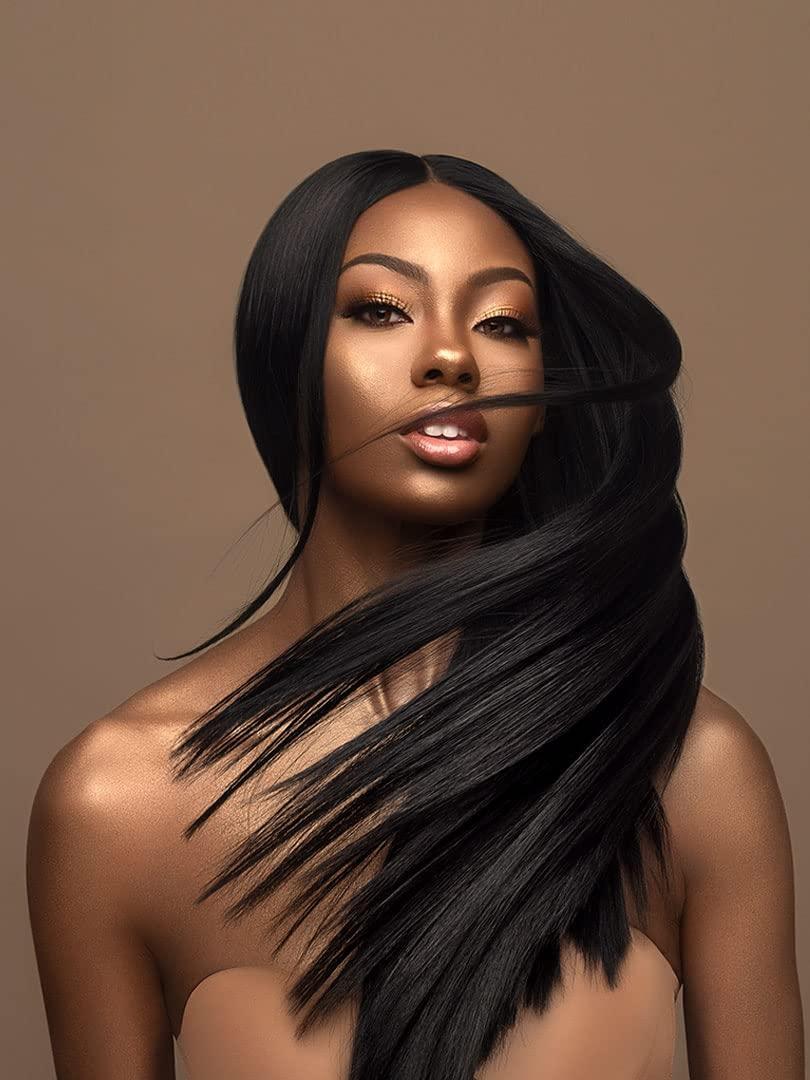 Sensationnel Sensationnel Empire Yaki weave hair - Empire gold straight yaki human hair yaki texture hair for weaving and sew in styles - Empire Gold Yaki (8 inch, 1B OFFBLACK)