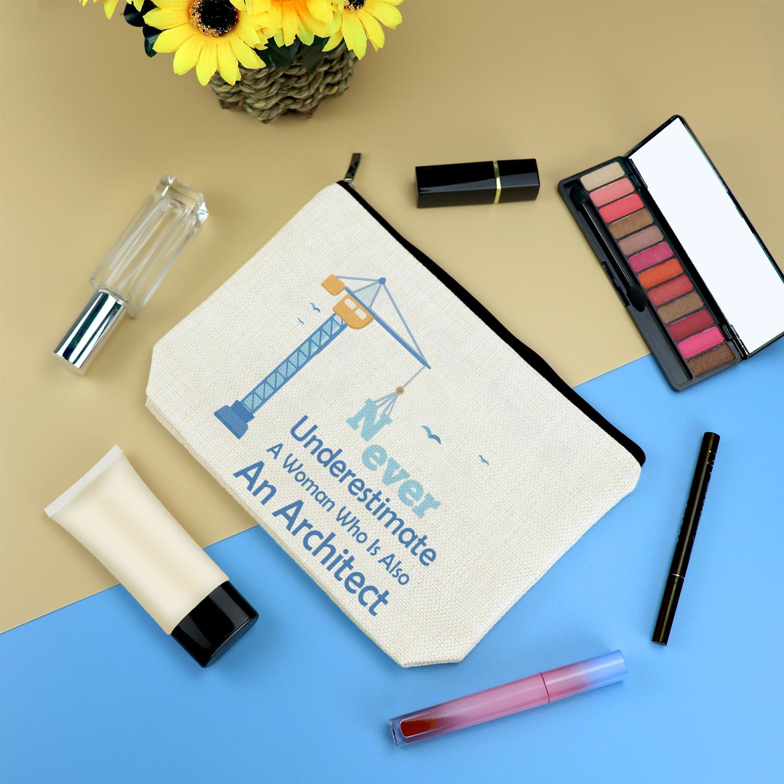 Mikela Architect Gifts for Women Makeup Bag Architectural Engineer Gifts Graduation Gift for Architect Student Teacher Cosmetic Bag Architecture Gifts for Her Woman Friends Co-worker Christmas Birthday Gift