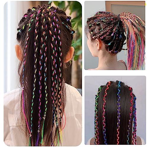YFKJ 32Pcs Colorful Hair Wrap String For Braids, Multi Rainbow Braiding Hair Tie, Gradient Color Hair Rope Band, Girls Braids Hair Styling Accessories (B#)