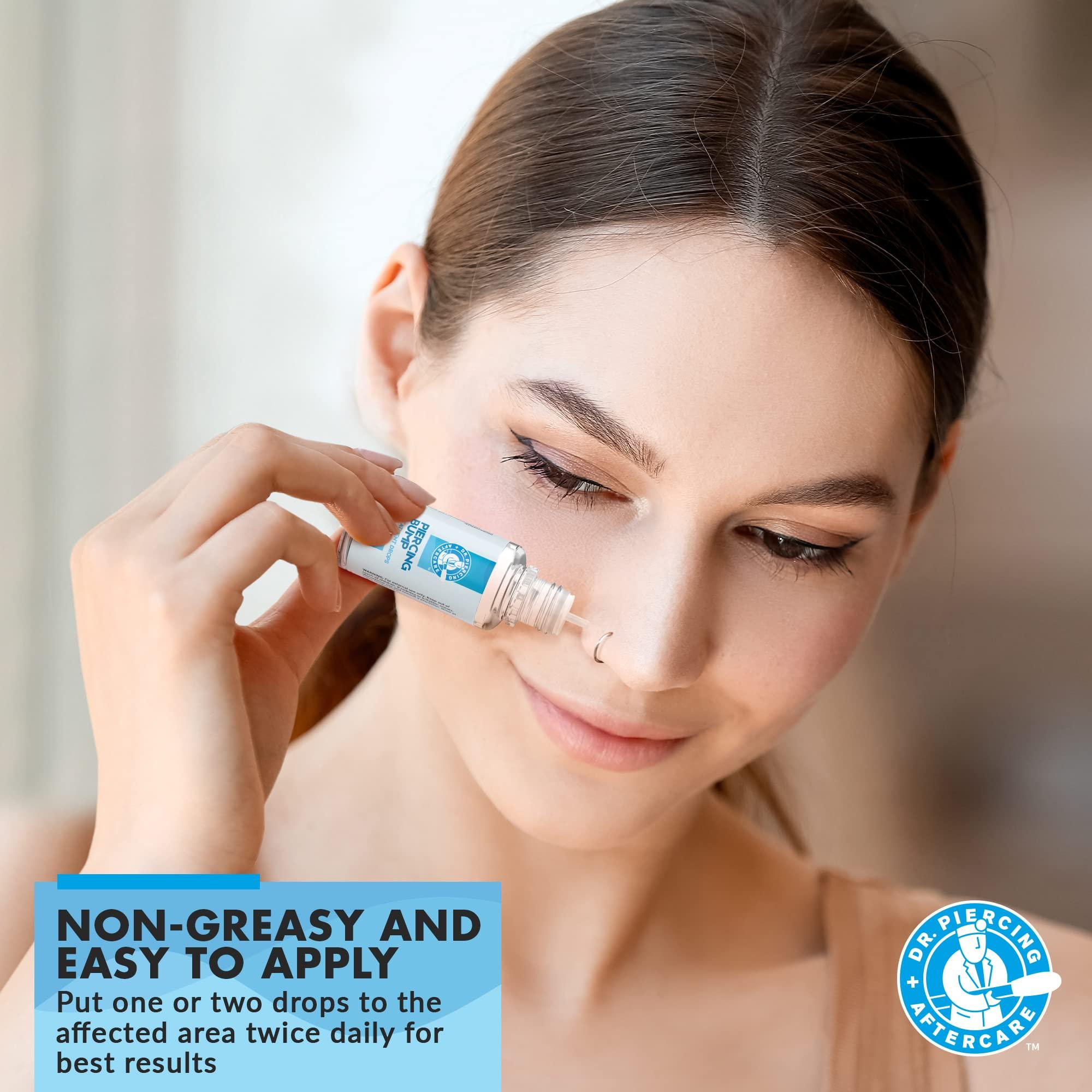 DR. PIERCING AFTERCARE Dr. Piercing Aftercare Keloid Drops Non-Greasy Saline Solution for Keloid Bump Removal for Piercings - Reduce Appearance of Nose Piercing Bump, Nose Ear Lip Belly (15 mL)