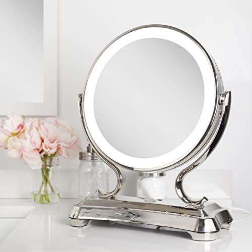 Zadro Zadro 12" Glamour LED Makeup Mirror with Lights and Magnification 5X/1X Touch Control Mirror with Lights for Makeup Desk (X-Large | 5X/1X | 12" W x 16" H | LED, Polished Nickel)