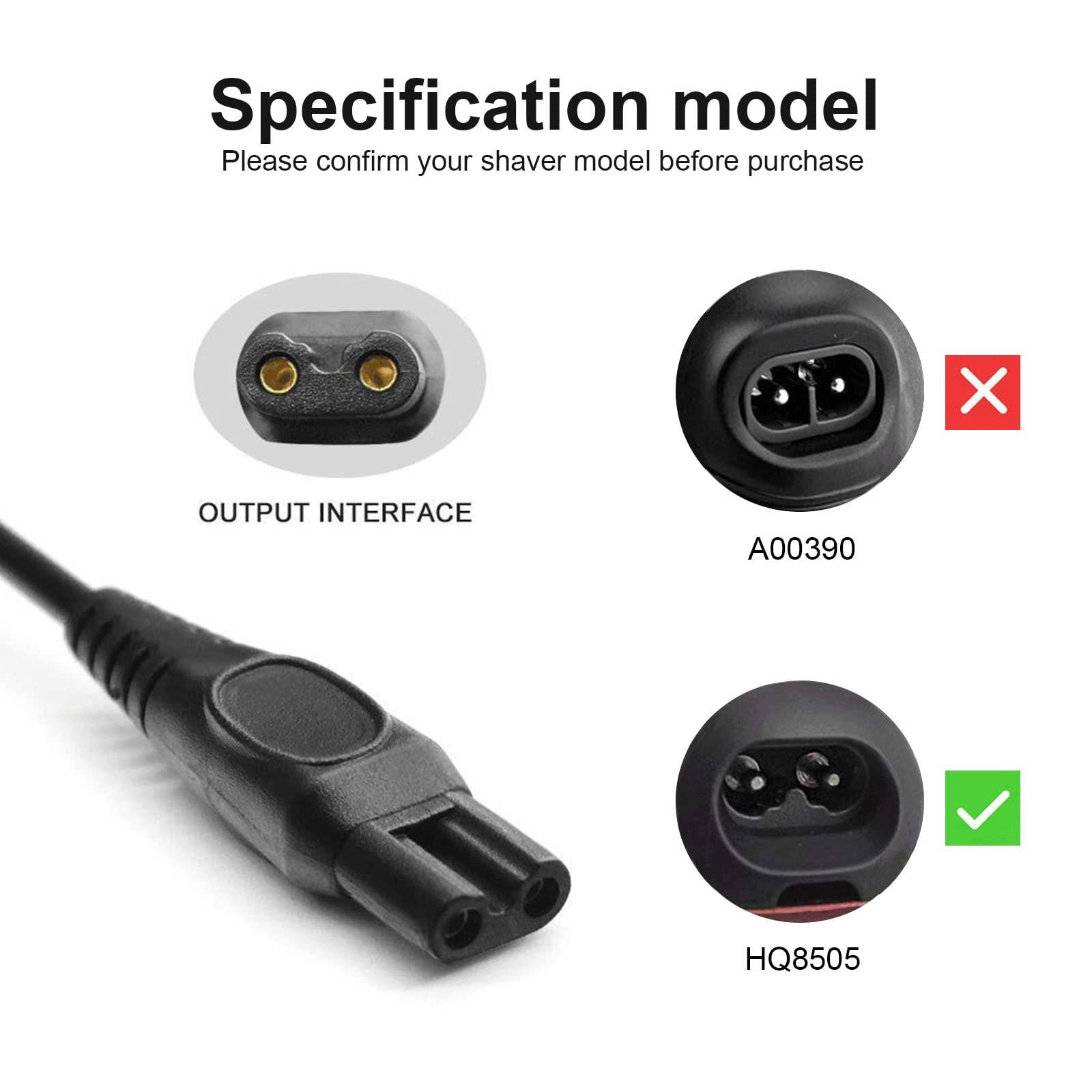 LinMei LinMei HQ8505 Charger Compatible with Philips Norelco HQ8505 7000 5000 3000 Series 3500 MG3750 MG5750 MG7750 S1560 Electric Shaver Multigroom Beard Trimmer Adapter Power Charging Cord