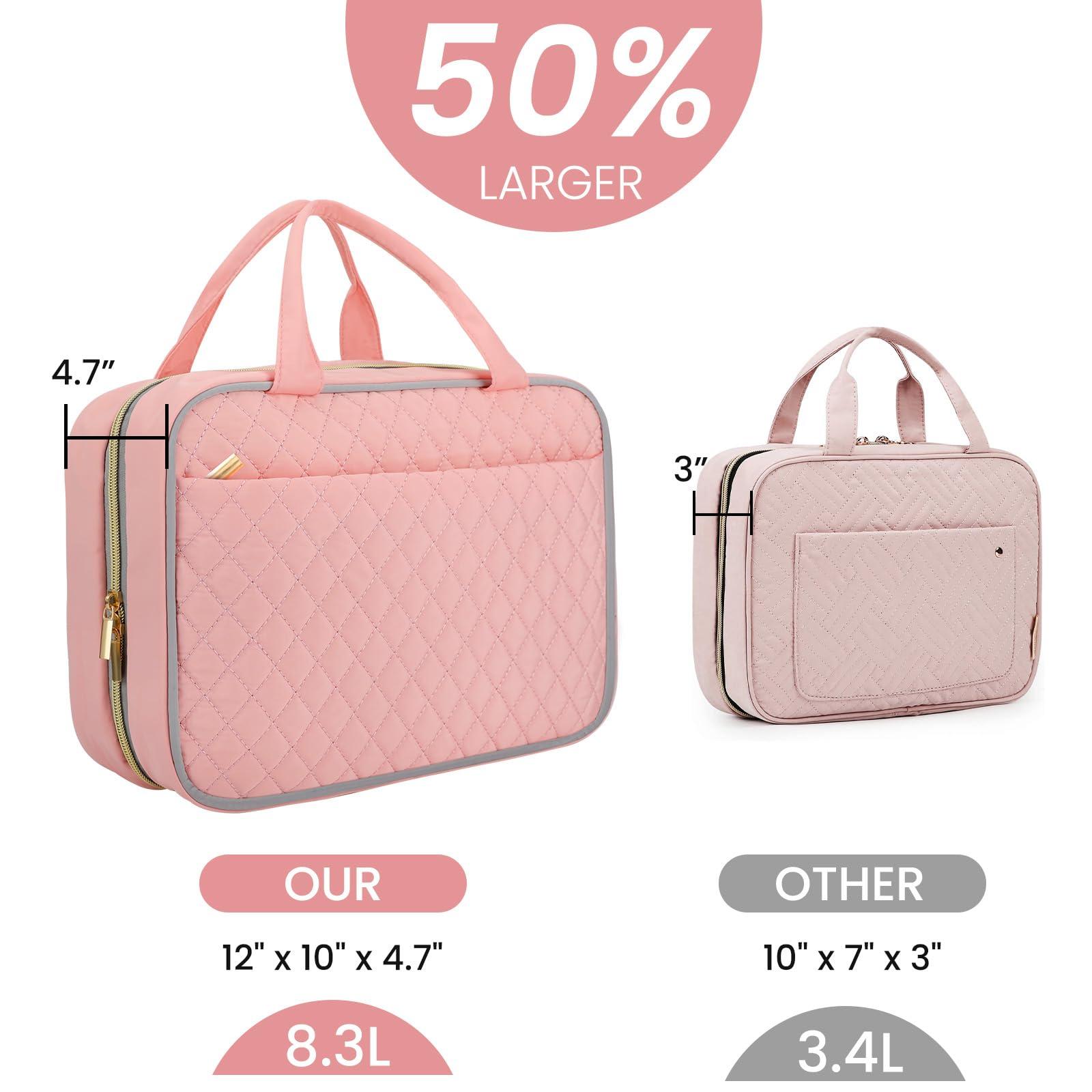 MARIKALIFE MARIKALIFE Travel Toiletry Bag, Hanging Toiletry Bag for Women, Cute Makeup Cosmetic Case Organizer for Accessories, Full Sized Toiletries-Pink