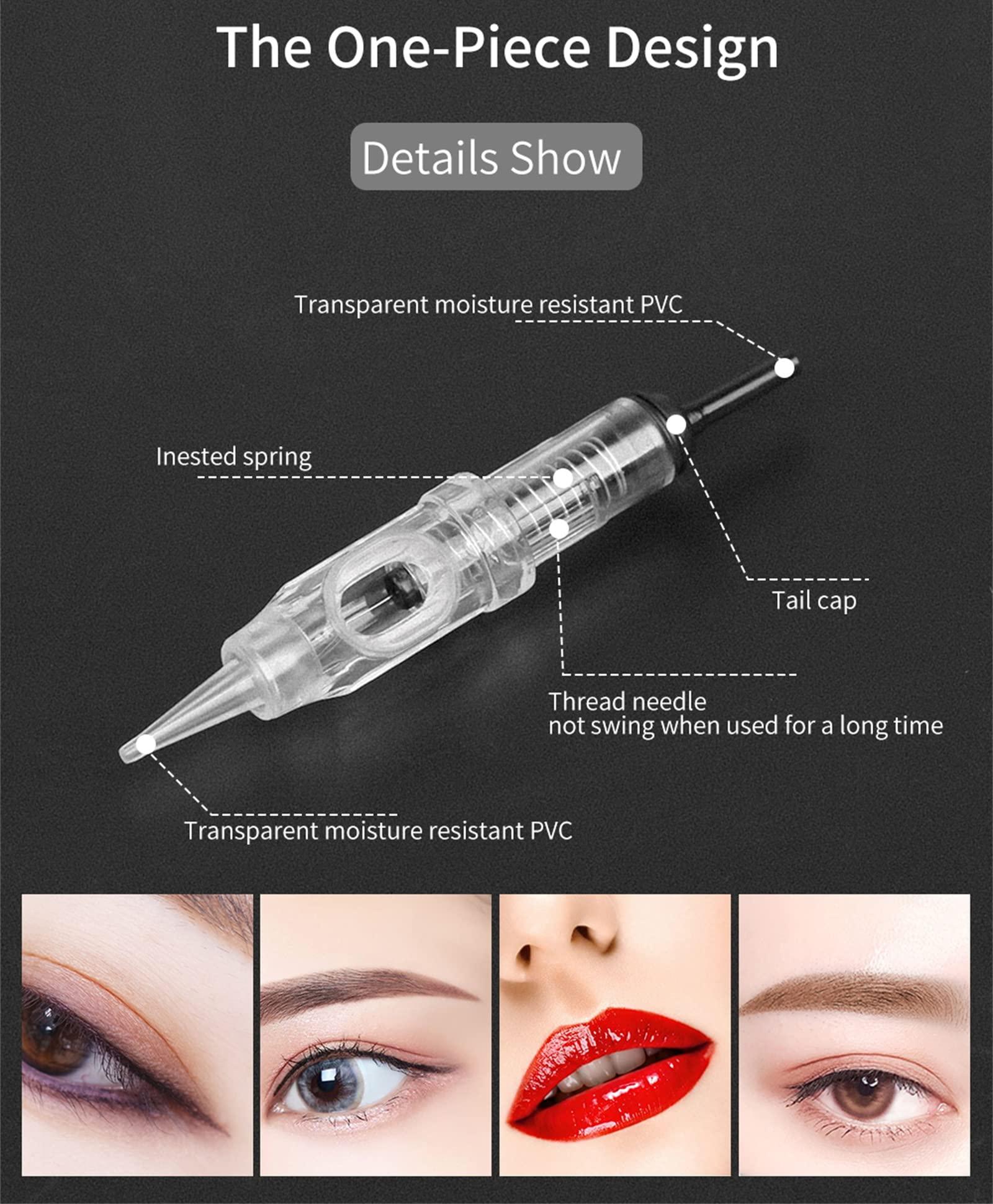 MAXSMLZT Permanent Makeup Cartridge Needles 1RL/3RL/5RL/5F/7F Sterilized Eyebrow Tattoo Needle for Permanent Makeup Pen Machine,5rl 0.3mm,20pcs