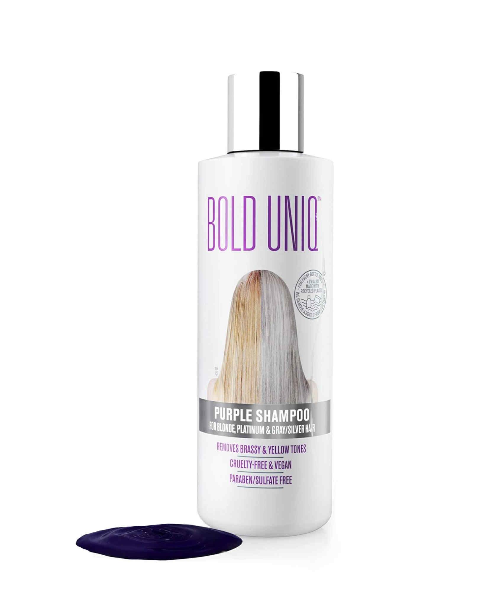 BOLD UNIQ Bold Uniq Purple Shampoo - Remove Yellow Tones & Condition Damaged Hair - For Blonde, Silver or Grey Hair - Paraben & Sulfate Free, Vegan - 8 fl oz