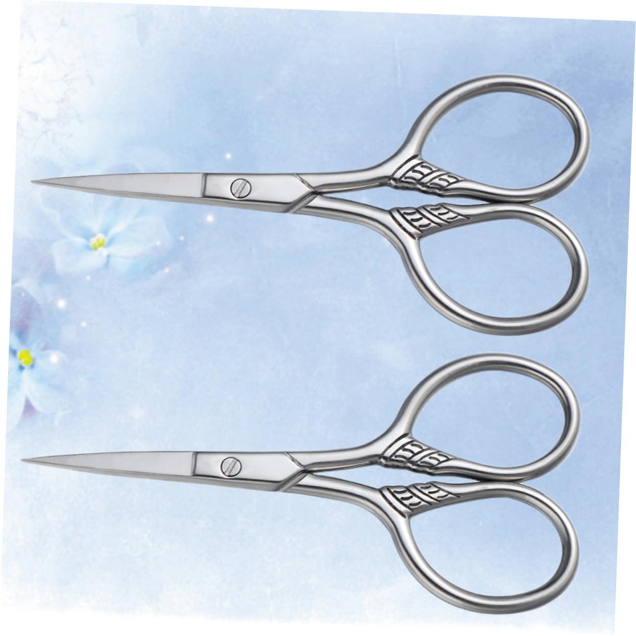 FOMIYES FOMIYES Mens Mustache Grooming Scissors 2Pcs Stainless Steel Trimming Shears Silver Professional for Barbershop Use