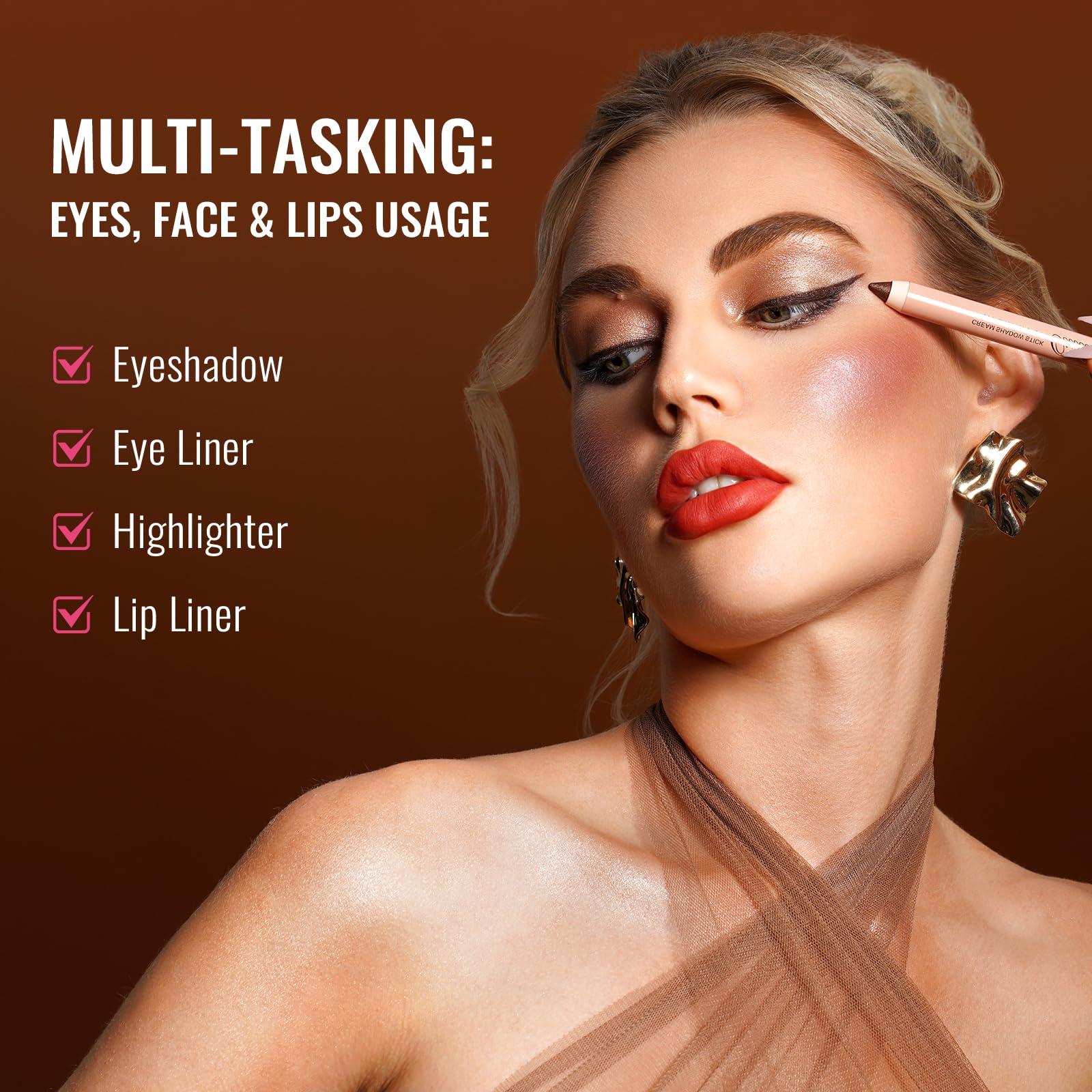 Oulac Oulac Bronze Eyeliner Pencil Waterproof - Highly Pigmented Eye Shadow Stick Smooth and Durable, Shimmering Glitter Finish, Blendable Eyes Makeup, Vegan Beauty 3.8g, (02) Gold Cone