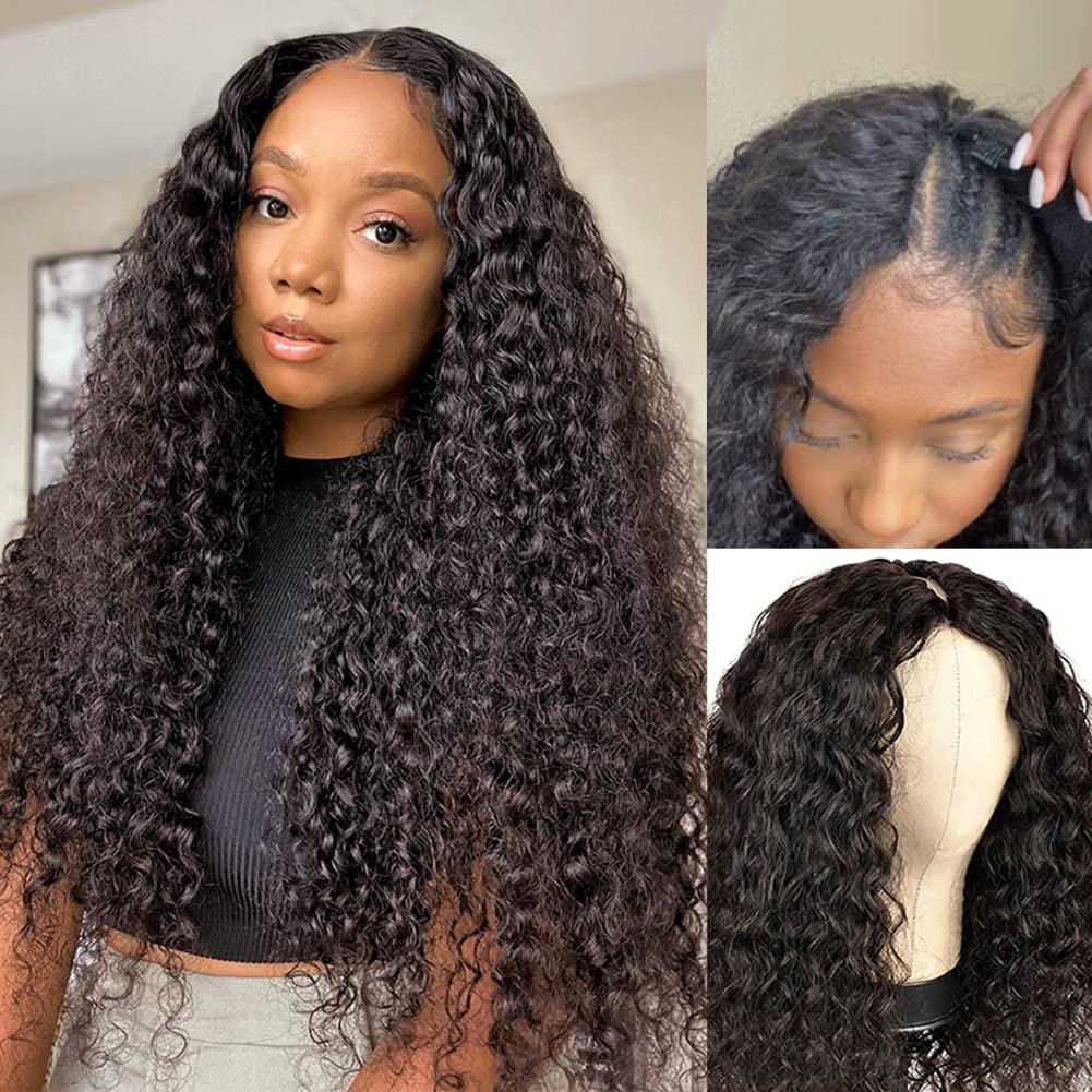 ISEE ISEE Hair 18 Inch Water Wave V Part Wig Human Hair No Leave Out Brazilian Glueless Curly Wave Upgrade U Part V Part Wigs for Black Women Human Hair 180% Density Natural Color