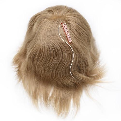 Hair Wonders Hair Wonders Toupee For Men Real Human Hair Replacement System For Men Soft Swiss Lace Mens Toupee Hairpiece For Men NPU Around Male Hair Prosthesis 7x9 Medium light density 20# LIGHT ASH BLONDE