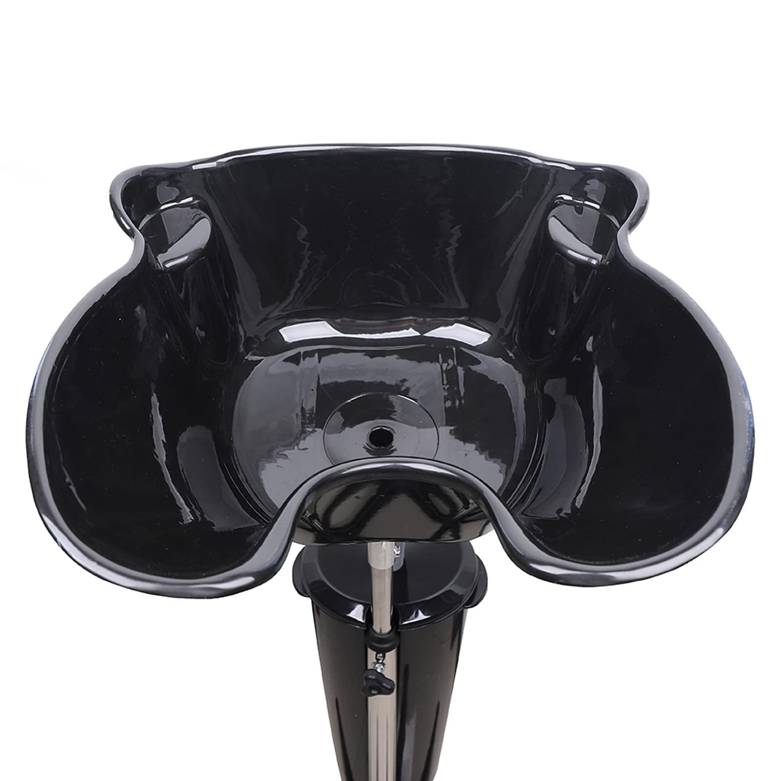 WANLECY WANLECY Portable Shampoo Bowls with Drain Hose and 10L Bucket, Height and Angle Adjustable Hair Washing Sink for Salon, Barber Shop and Home (Black)