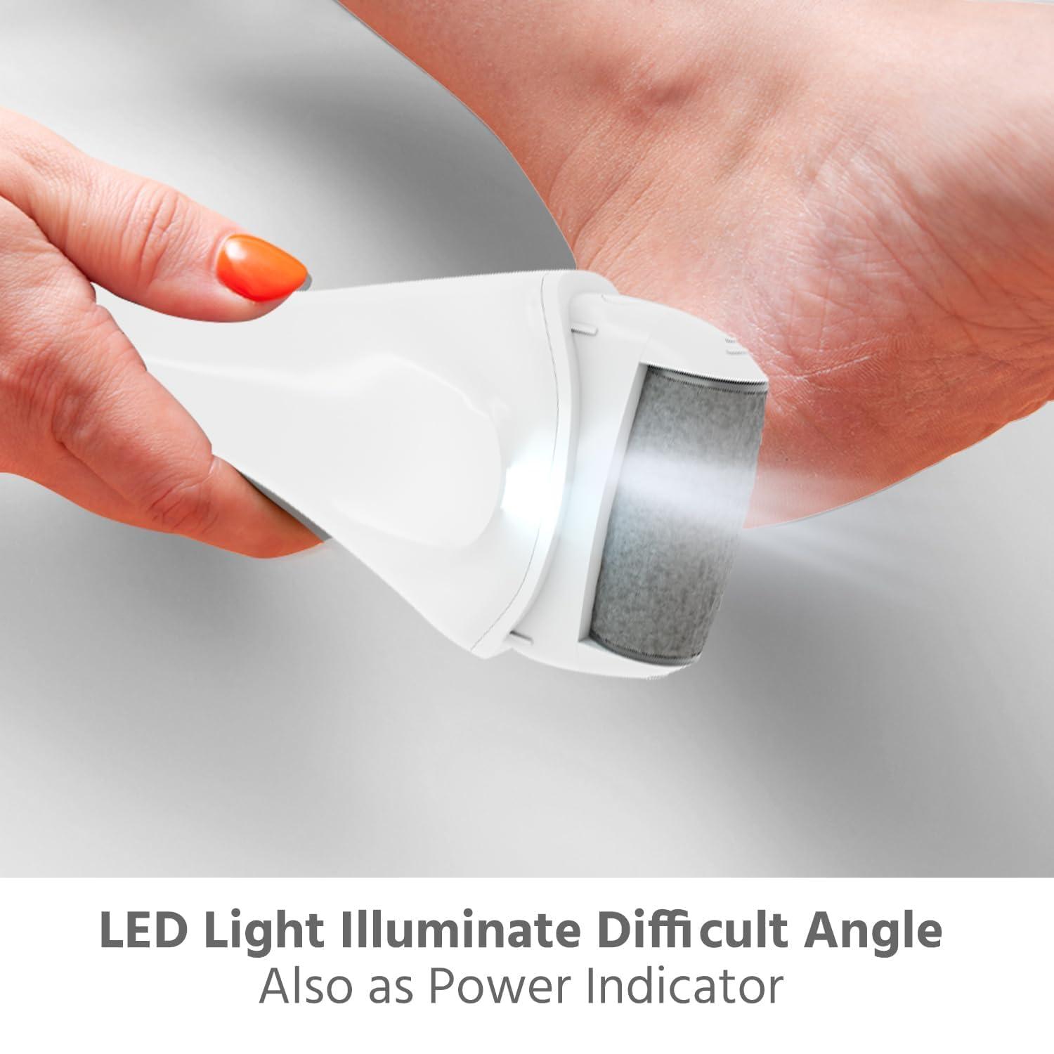 PeakTrend PeakTrend Electric Foot File Grinder Dead Dry Skin Callus Remover Rechargeable Feet Pedicure Tool Foot Care Tools for Hard Cracked Clean with 2 Grinding Heads