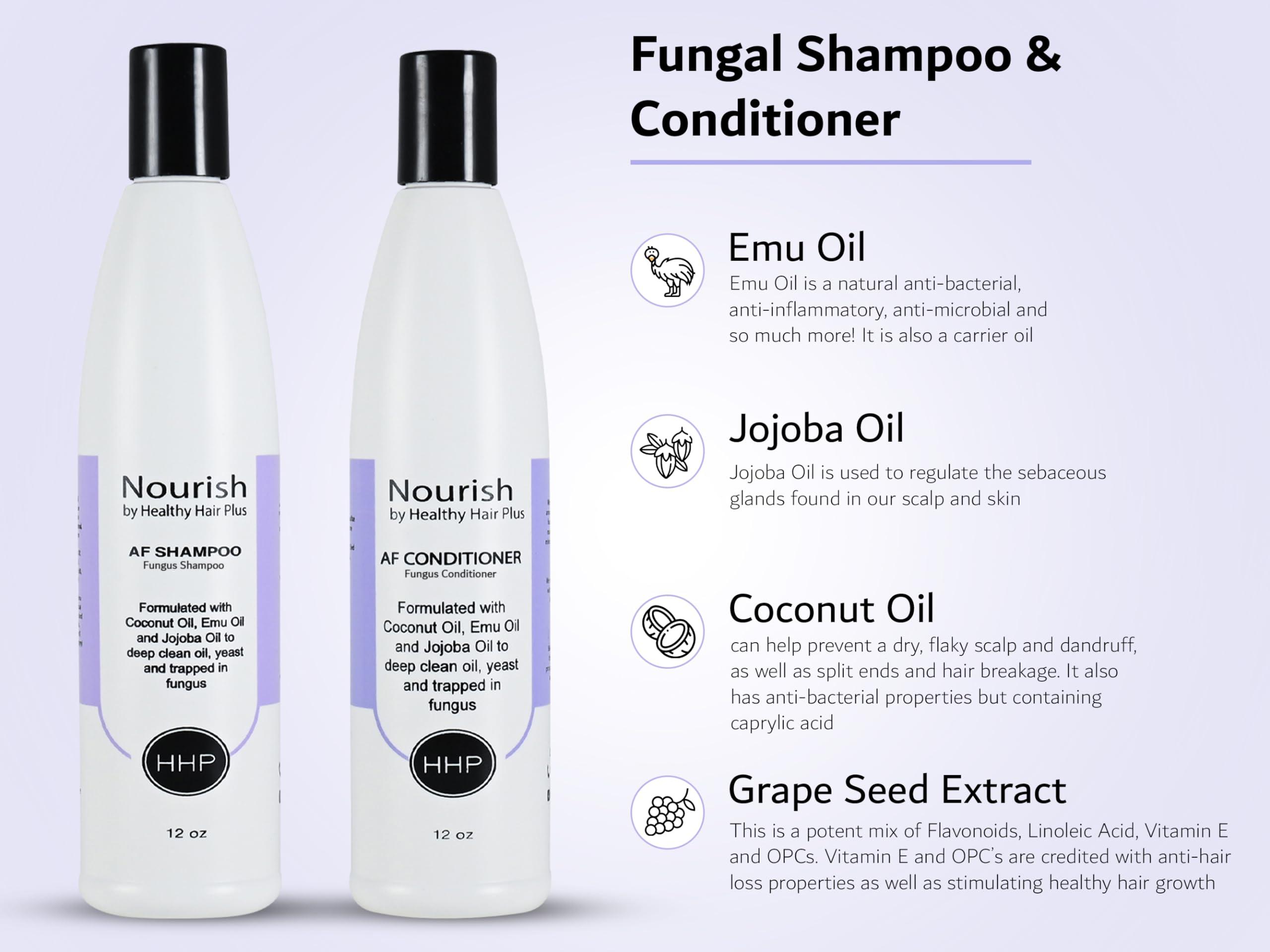 Healthy Hair Plus Fungus Shampoo & Conditioner Set for Humans - Relieves Itchy Dry Scalp, Reduces Inflammation & Irritation. Emu Oil for Gentle Cleansing, Non-Greasy for Women & Men. Made in the USA by Healthy Hair