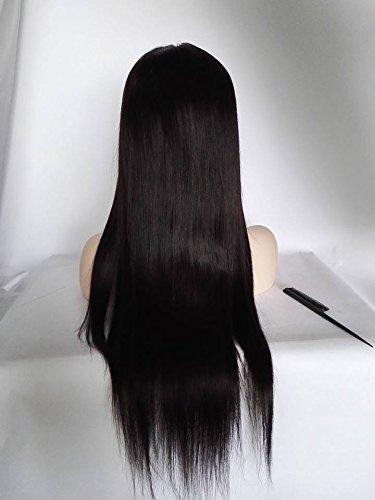 DaJun Wholesale 18" Lace Front Wigs Human Hair With Baby Hair European Virgin Remy Human Hair Natural Straight Color #1 Jet Black