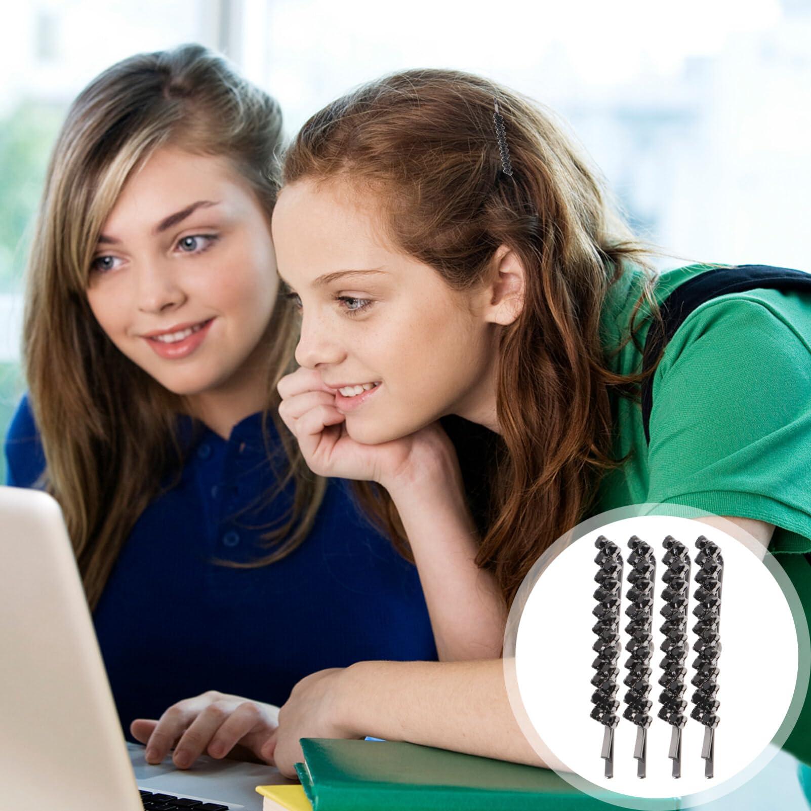 Uonlytech Uonlytech Hair Clips, 1 Set 2 Pairs Rhinestone Hair Barrette Pins Clear Crystal Hair Bobby Pin Accessories for Women - Black, Size 6x0.7cm, 4 Pieces