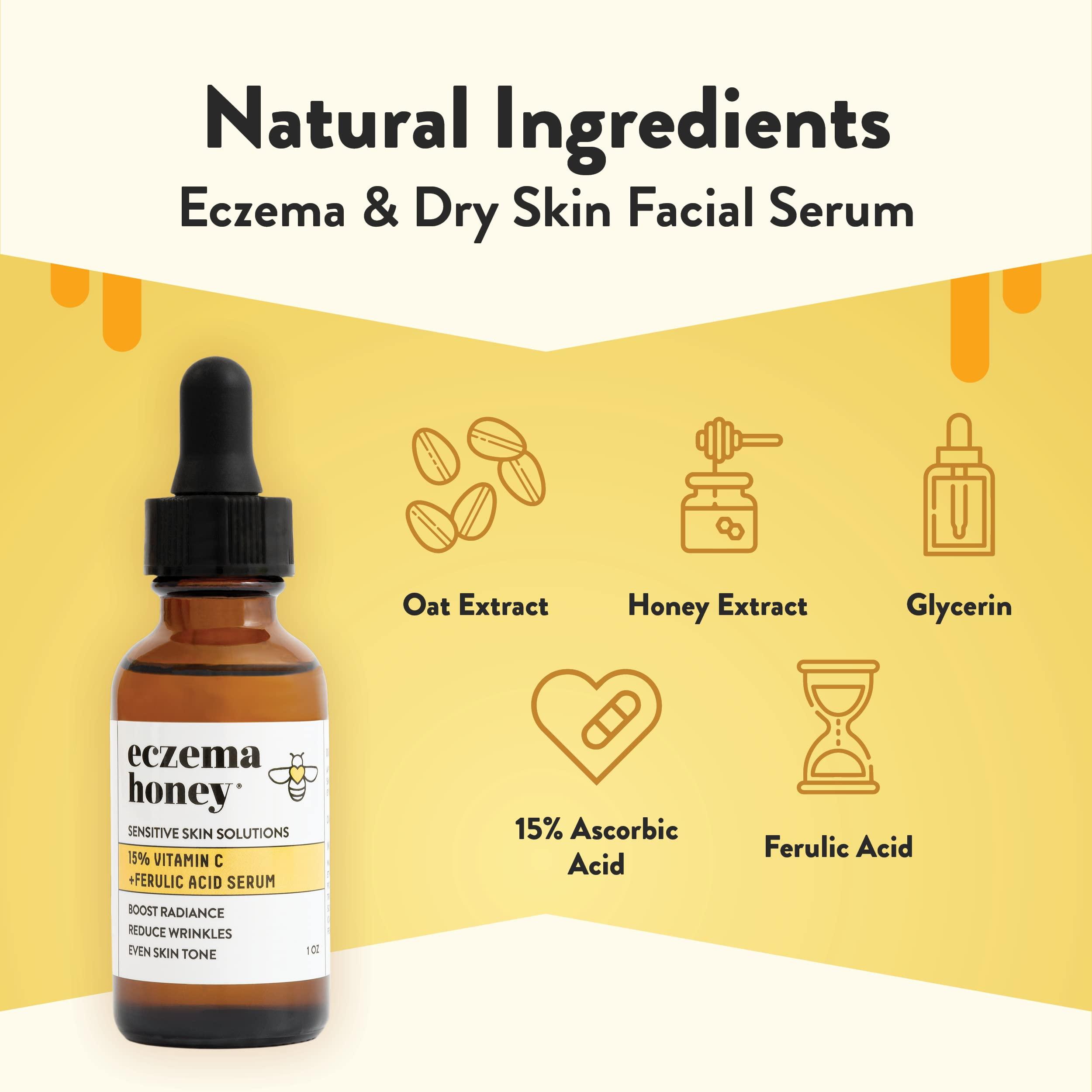 ECZEMA HONEY ECZEMA HONEY Multi Peptide Eye Cream & 15% Vitamin C + Ferulic Acid Serum - Bundle for Sensitive & Dry Skin - Cruelty Free