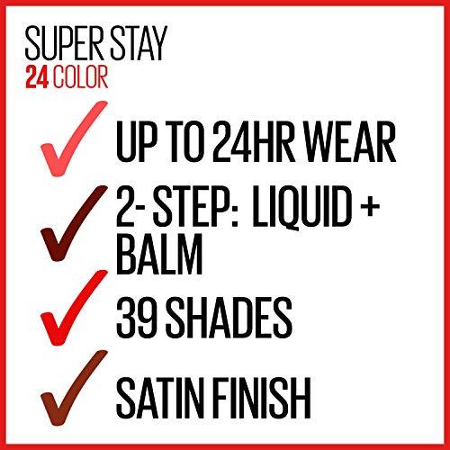 Maybelline New York Maybelline Super Stay 24, 2-Step Liquid Lipstick, Long Lasting Highly Pigmented Color with Moisturizing Balm, Merlot Armour, Red, 1 oz (Pack of 2)