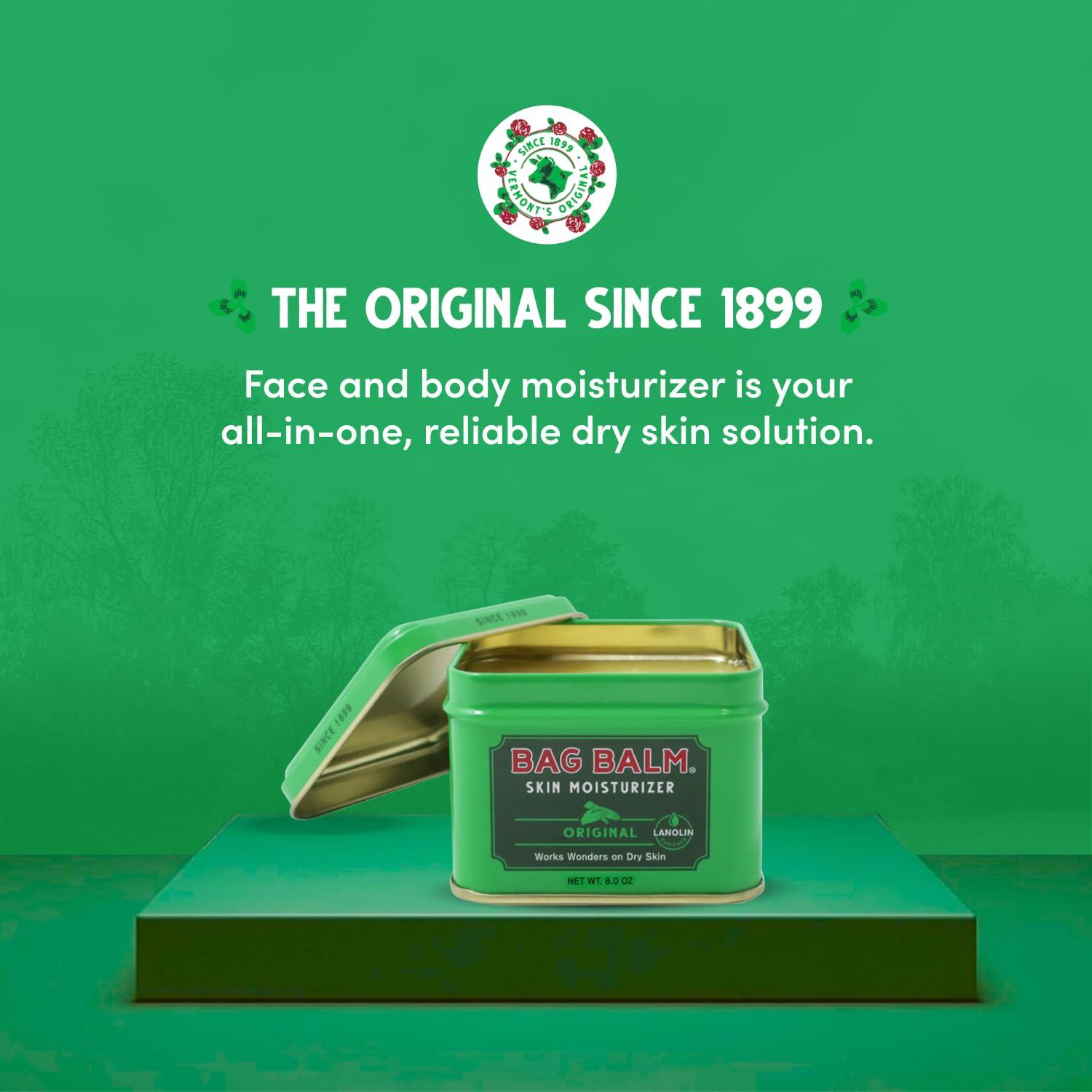 Bag Balm Bag Balm Vermont's Original Hand Moisturizer, Hand Balm for Dry Skin, Cracked Hands, Heels & Dry Hands Treatment, For Dogs and More Ointment, Lotion - 8oz Tin, 3 Pack