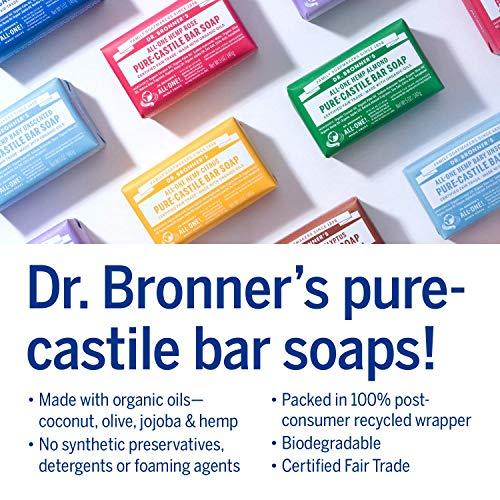 Dr. Bronner's Dr. Bronner’s - Pure-Castile Bar Soap (Peppermint, 5 ounce, 2-Pack) - Made with Organic Oils, For Face, Body and Hair, Gentle and Moisturizing, Biodegradable, Vegan, Cruelty-free, Non-GMO