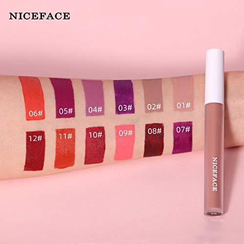 FeiFei66 FeiFei66 12Color Velvet Matte Lip Gloss Waterproof Long Lasting Liquid Mouth Lipstick for Womens Beauty Makeup, 4ml (A)