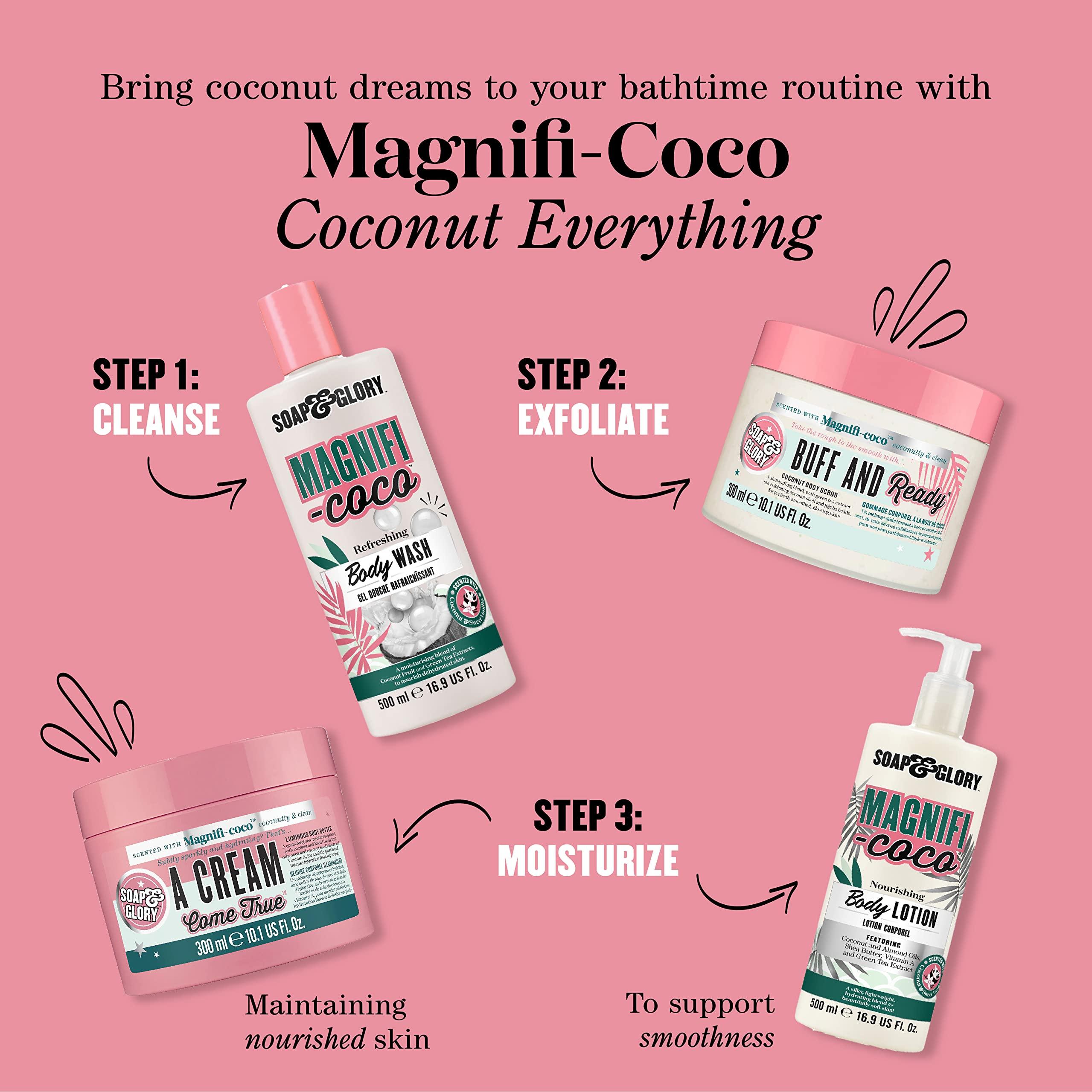 Soap & Glory Soap & Glory Magnifi-Coco Clean-A-Colada Coconut Hydrating Shower Gel - Moisturizing Body Wash for Dehydrated Skin - Formulated with Green Tea Extract & Coconut Fruit (500ml)