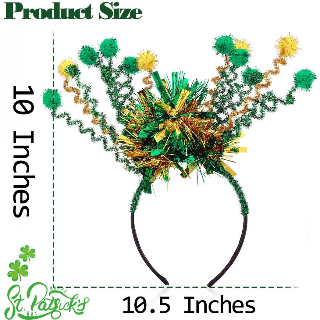 Florry Florry St Patrick\'s Day Headband Irish Headbands Green Tinsel Hairband Festival Hair Accessories for Women (H)