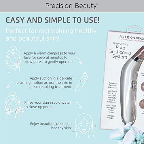 Precision Beauty Deep Cleaning Pore Suctioning System Blackhead Remover Vacuum by Precision Beauty | Blemish & Blackhead Removal Tool | Pampering Home Facial Treatment