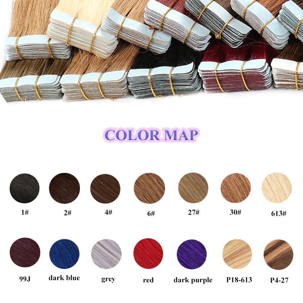 Saisifen Saisifen Straight Tape in Hair Extensions 100% Human Hair 20pcs 50g/Pack Red Tape ins Extension 16 inches