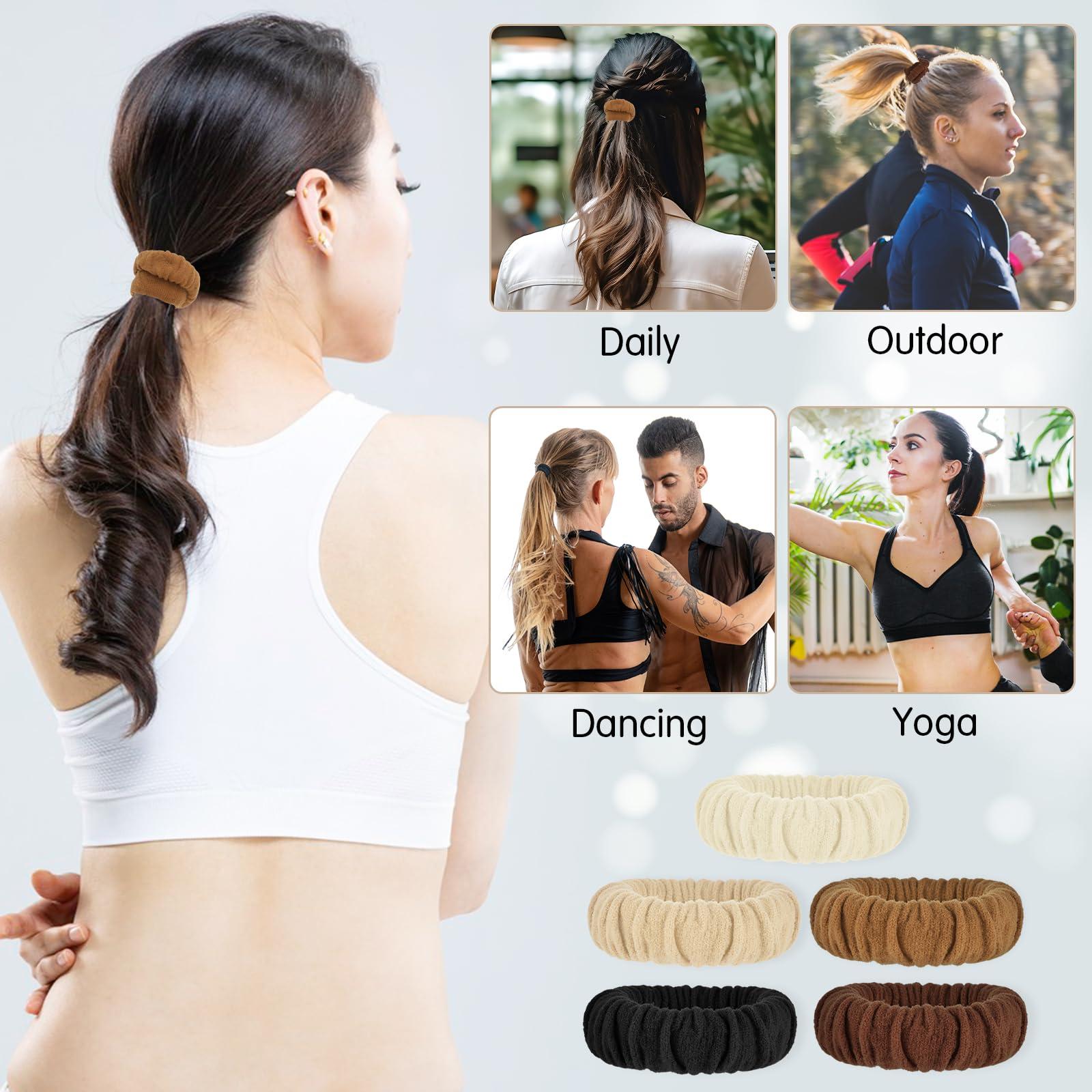 Nogeqi Nogeqi 10 Pcs Cotton Hair Scrunchies for Girls, No Tug Scrunchy Hair Ties fluffy Ponytail Holders, Strong Elasticity Hair Scrunchies for Thin Hair Thick Hair (Chocolate)