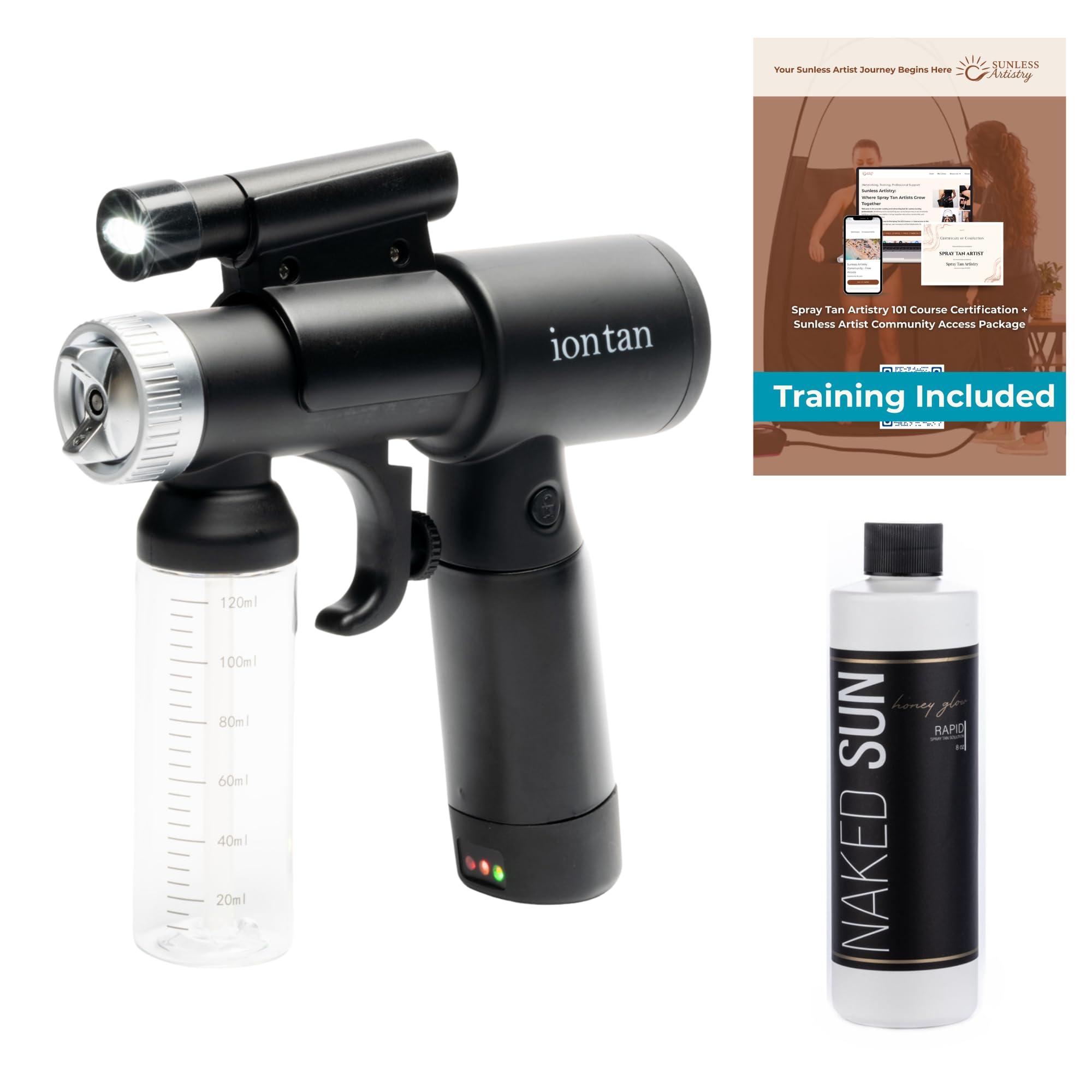 Naked Sun ION Tan Spray Tan Machine Cordless Rechargeable with Naked Sun Honey Glow Rapid Tanning Solution