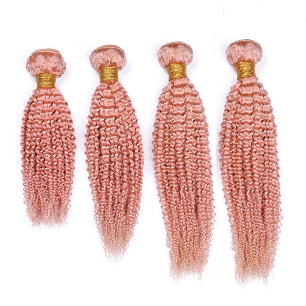 Tony beauty hair Tony Beauty Hair Kinky Curly Pink Human Hair Weave Bundles Pure Pink Malaysian Curly Virgin Hair Extensions Light Pink Kinky Curly Human Hair Wefts 3/4 Bundles Lot Mixed Length (12 14 16 18)