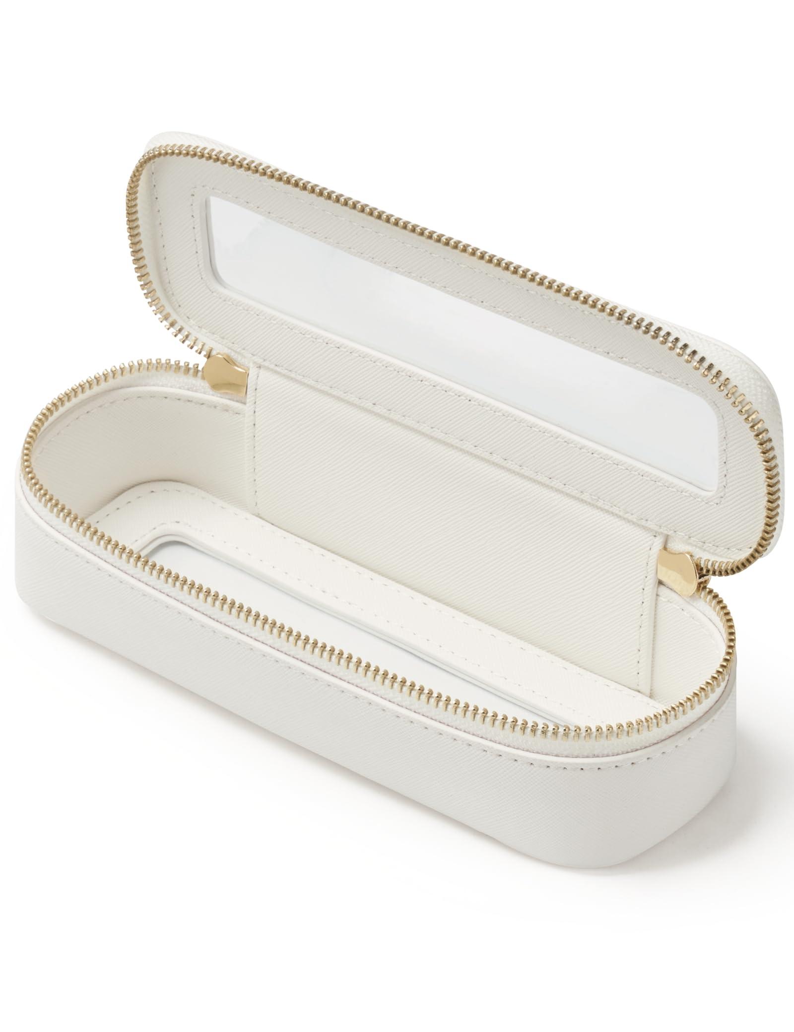 Popvibe Popvibe Slim Makeup Brush Bag Travel Clear Toiletry Bag for Women Cute White Make Up Bag for Traveling Cosmetic Bag Organizer Waterproof Tansparent Beauty Makeup Case