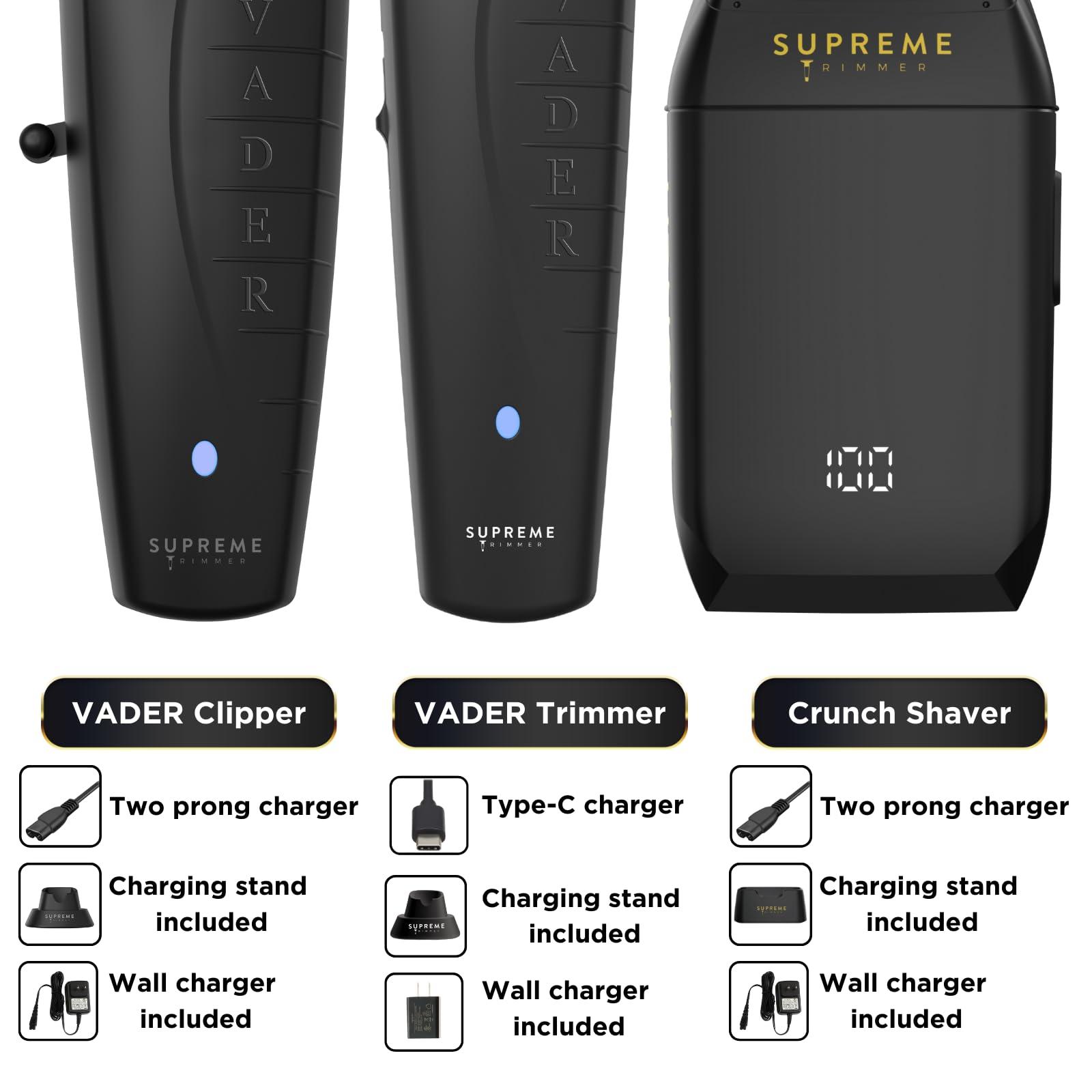 Supreme Trimmer Supreme Trimmer Vader Clipper, Vader Trimmer & Crunch Foil Shaver | Professional Beard Trimmer, Men's Clippers | 3 in 1 Set, Black