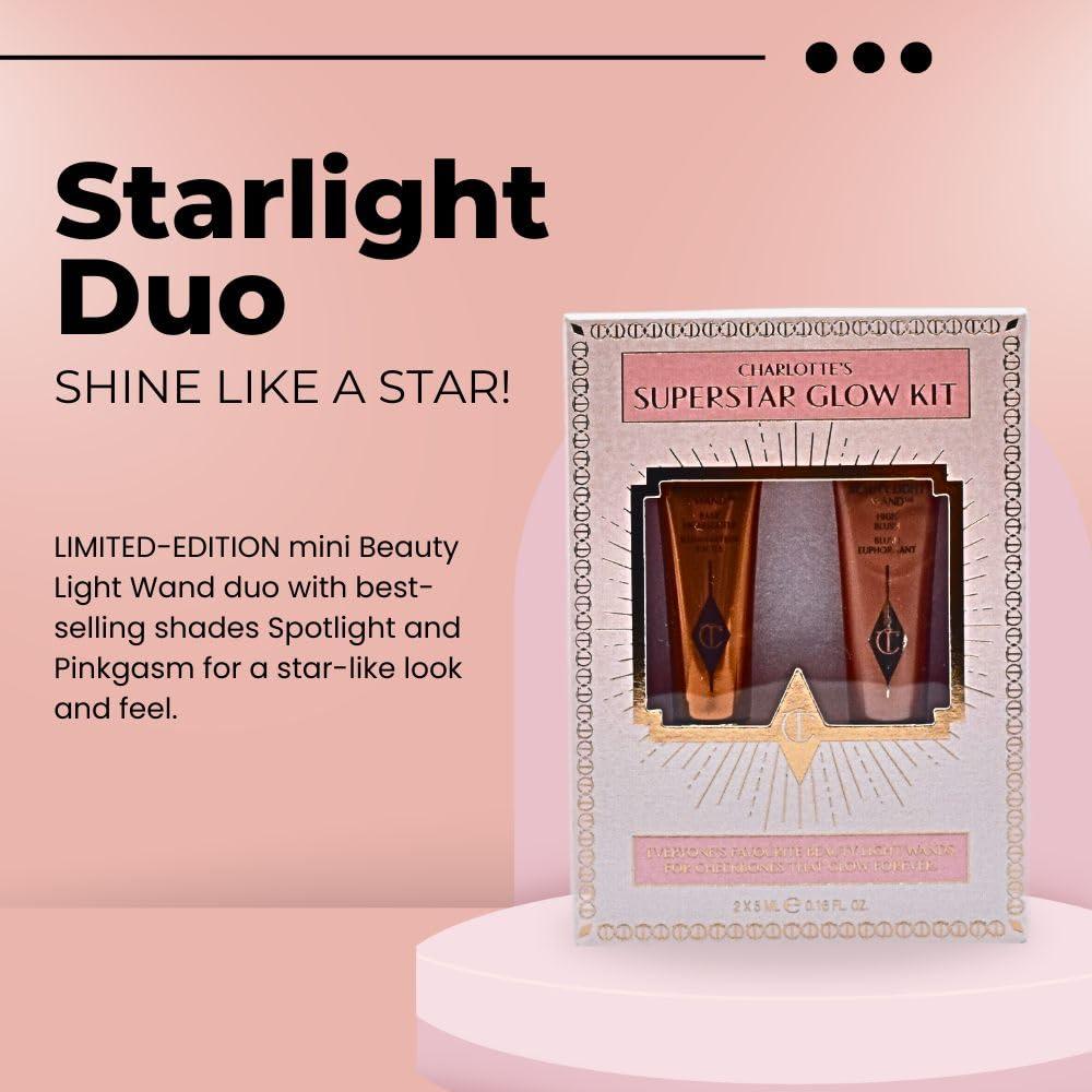 CHARLOTTE TILBURY Charlotte Tilbury Charlotte\'s Superstar Glow Kit - Mini Beauty Light Wand in Spotlight (Highlighter) and Mini Beauty Light Wand in Pinkgasm (Blush)