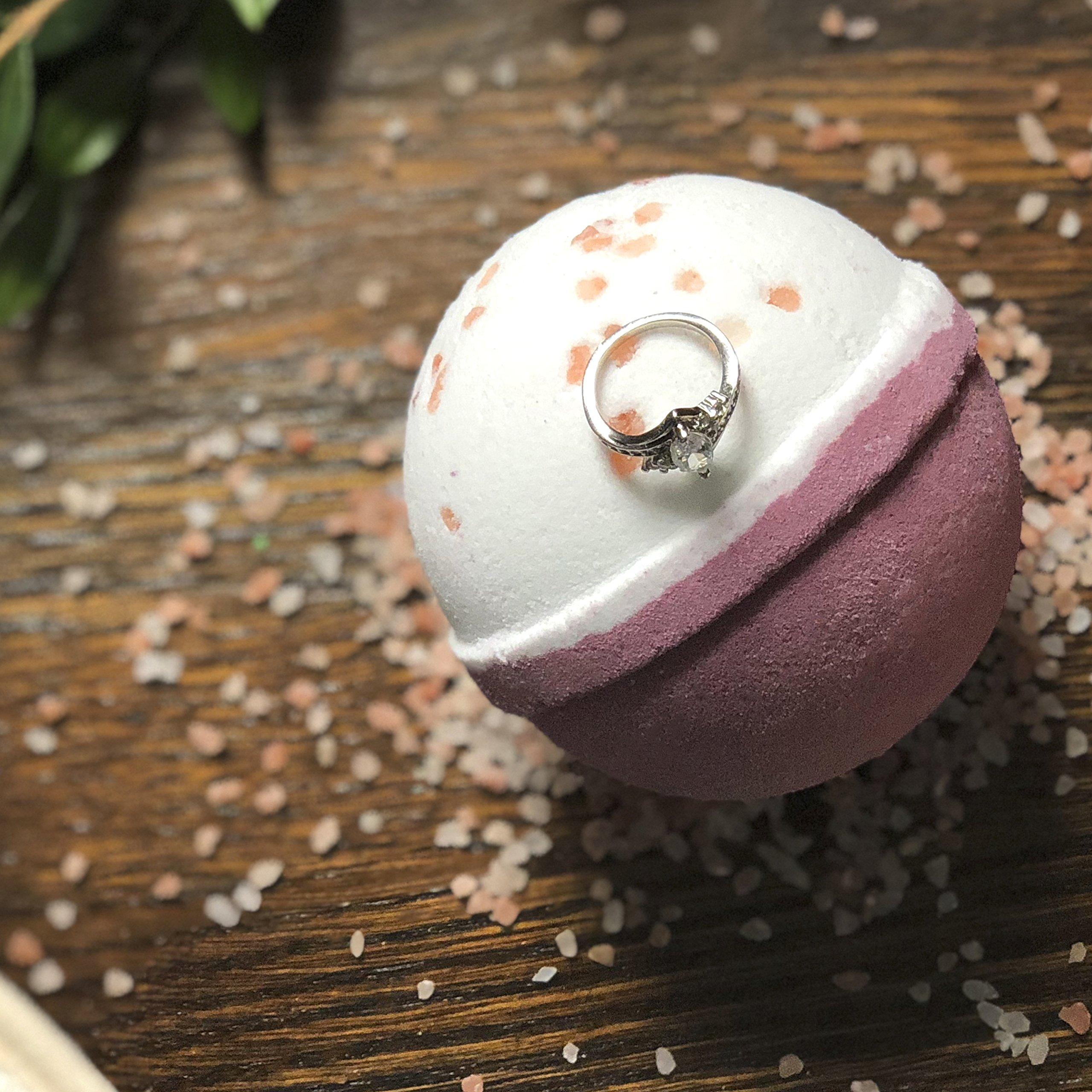 Jackpot Candles Bath Bomb with Surprise Size Ring Inside - Pink Himalayan Sea Salt Extra Large 10 oz. Bath Bombs with Jewelry - Hand Made in USA - Perfect for Spa & Bubble Bath. Great Gift for Birthday, Mothers Day
