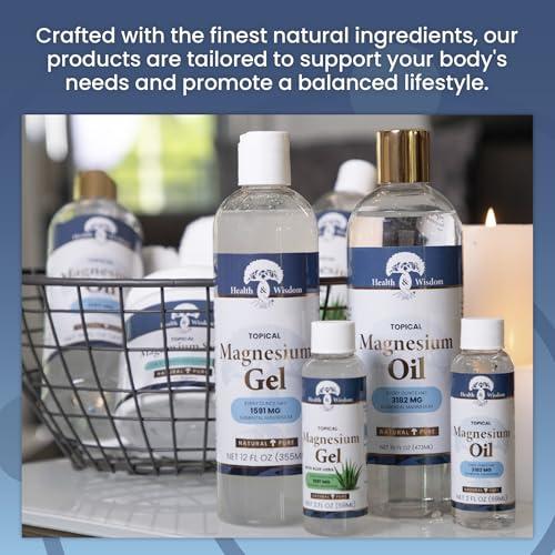 Health and Wisdom Health and Wisdom Topical Magnesium Gel with Seaweed Extract - Magnesium Gel Topical for Muscles, Magnesium Topical Gel, Gel Magnesium, All Natural Magnesium Gel, Magnesium Chloride Gel - 64 Fl Oz