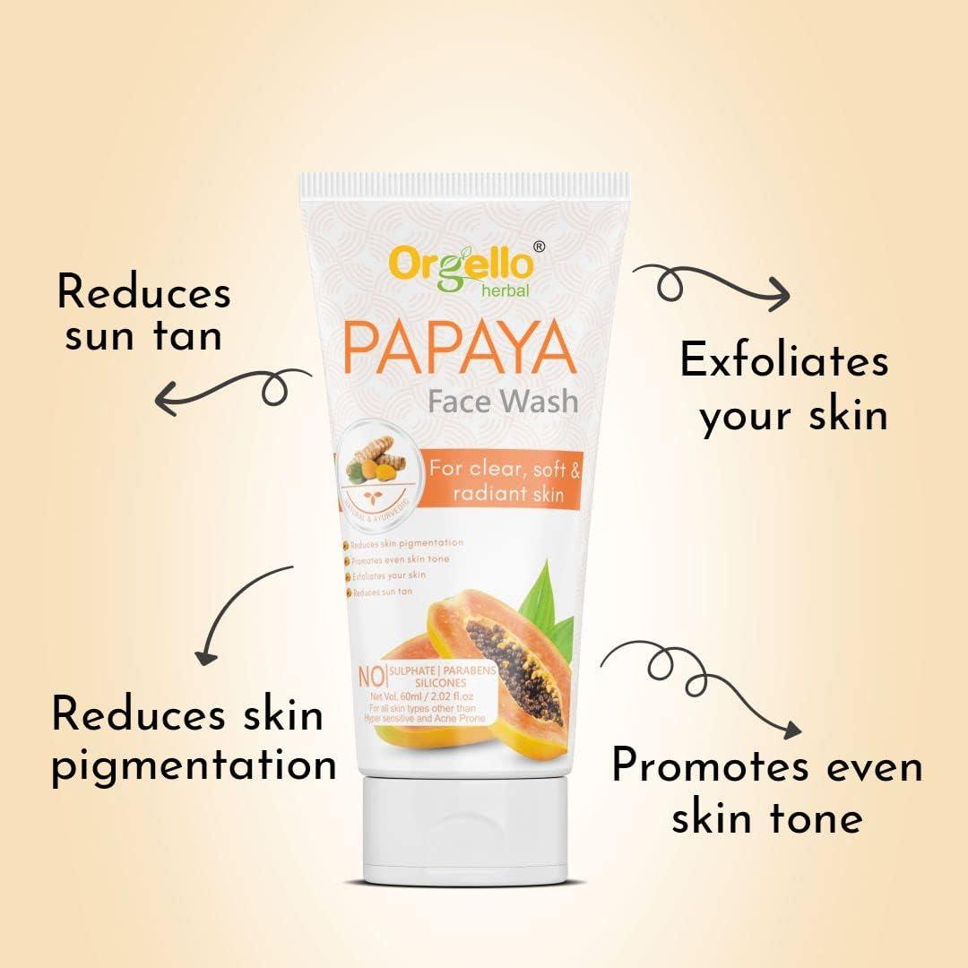 Generic Papaya Face Wash For Clear, Soft & Radiant Skin | For Deep Cleanse, Glowing, Dead Skin and Tan Reduce for Men and Women - Paraben, Sulphate & Silicon Free -60 ml