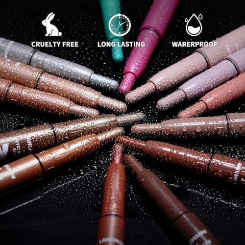 LANGMANNI LANGMANNI Eyeshadow Stick, 6 PCS Waterproof Multi-Color Eyeshadow Pen Set, Creamy Long-Lasting Eye Makeup Kit, Natural & Shimmer Shades Contour Stick, Perfect Gifts For Women (#B)