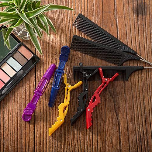 DanziX 15 Pack Plastic Alligator Hair Clips for Women and Girls,DanziX Professional Sectioning Clips with Wide Teeth Non Slip Grip and 3 Pack Black Tail Combs for Separating Hair Salon Care Styling Tools